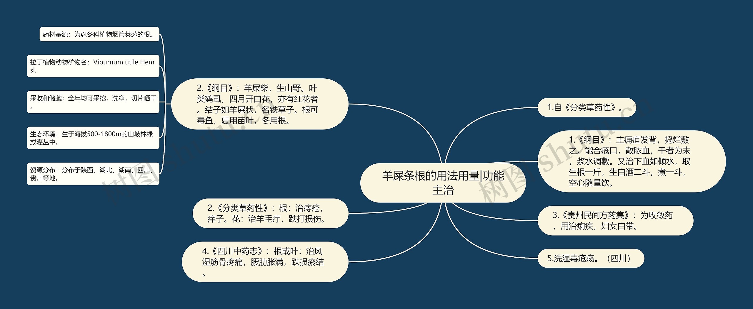 羊屎条根的用法用量|功能主治思维导图