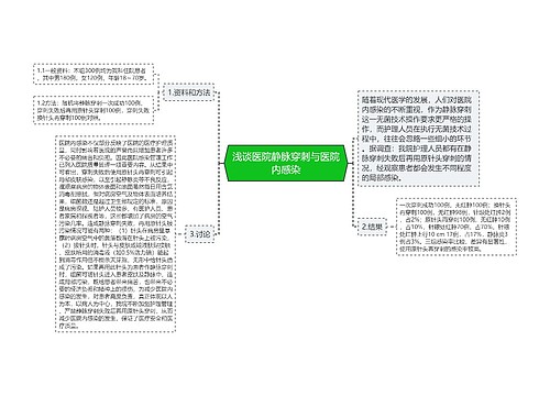 浅谈医院静脉穿刺与医院内感染