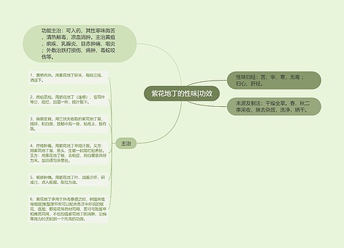 紫花地丁的性味|功效思维导图