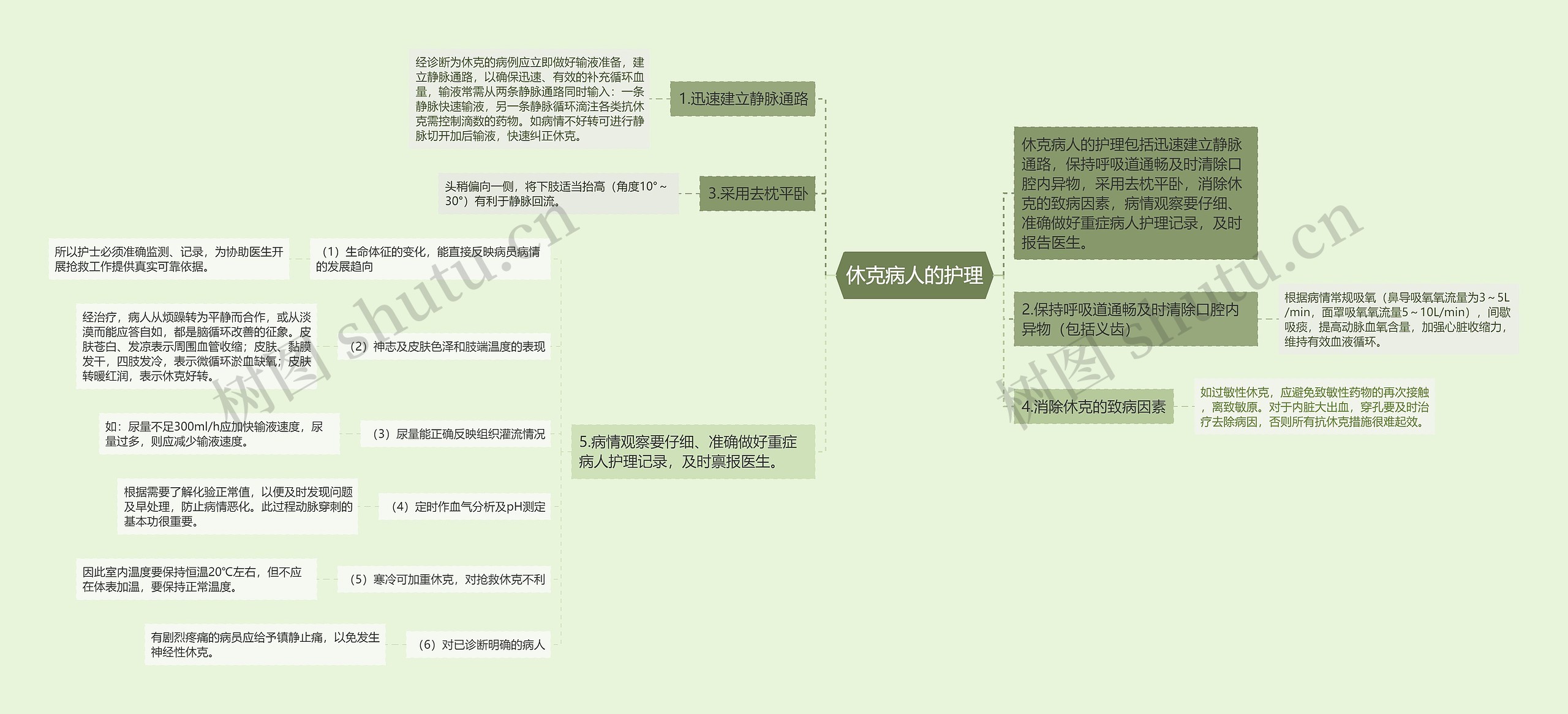 休克病人的护理思维导图