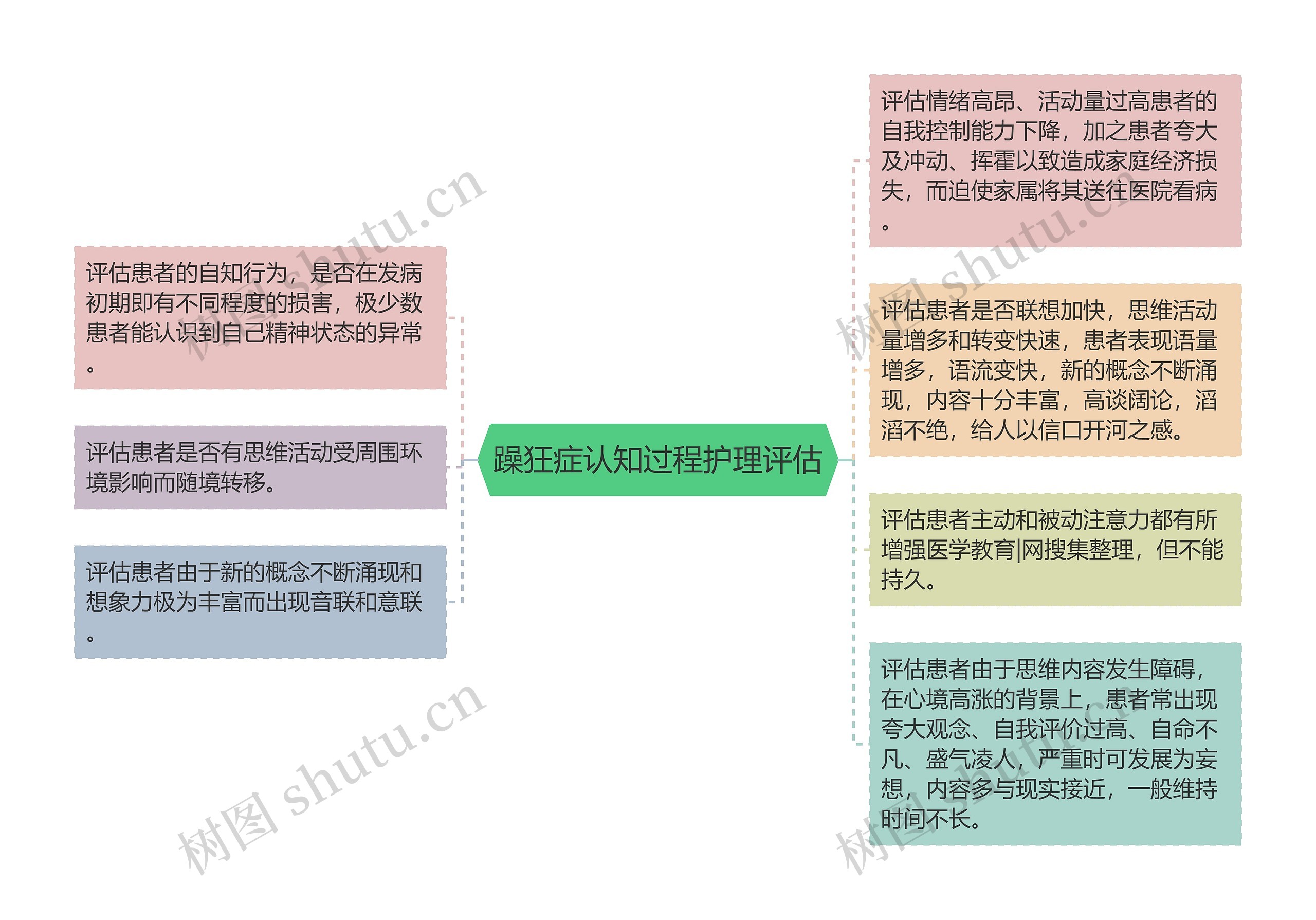 躁狂症认知过程护理评估思维导图