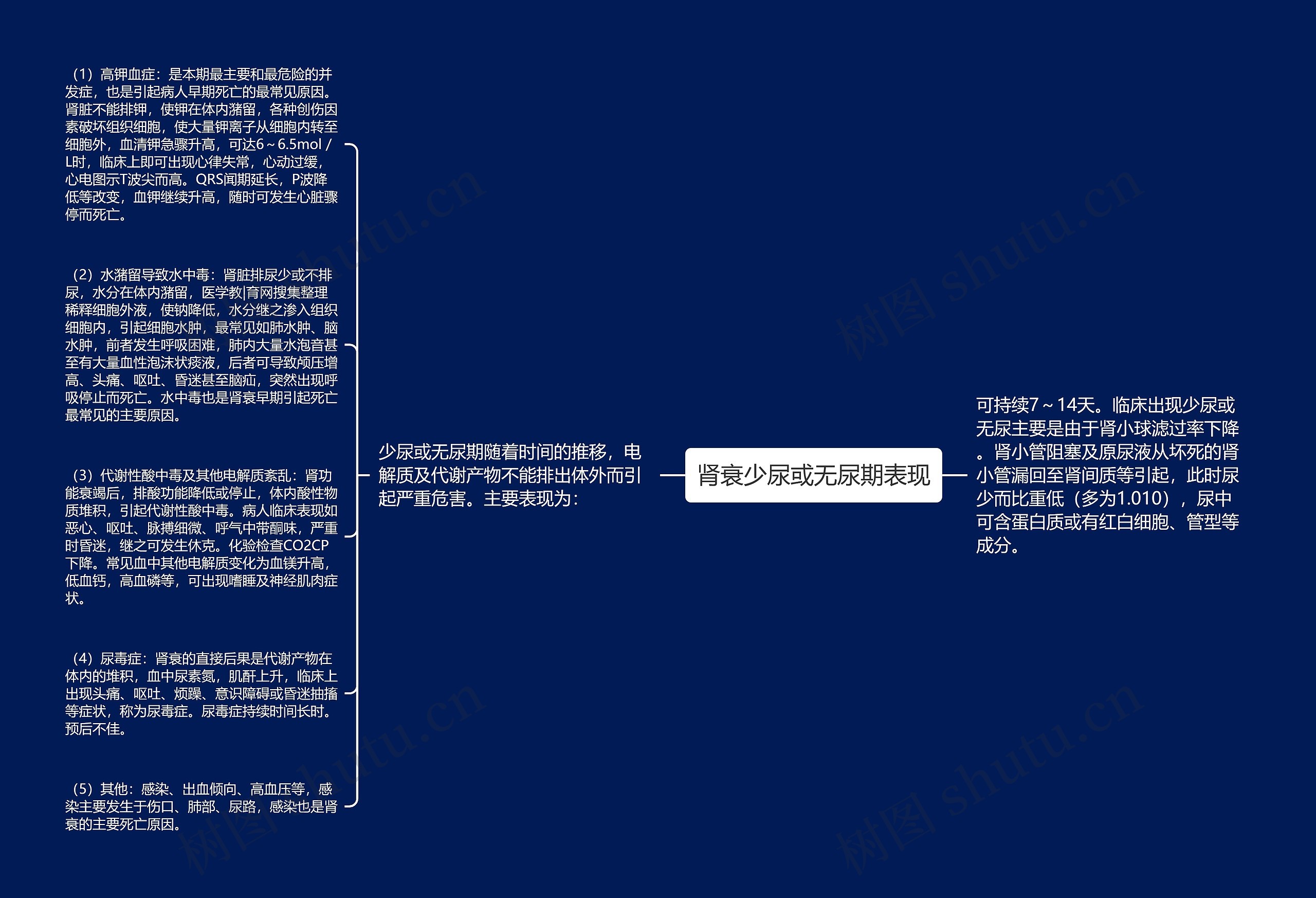 肾衰少尿或无尿期表现思维导图