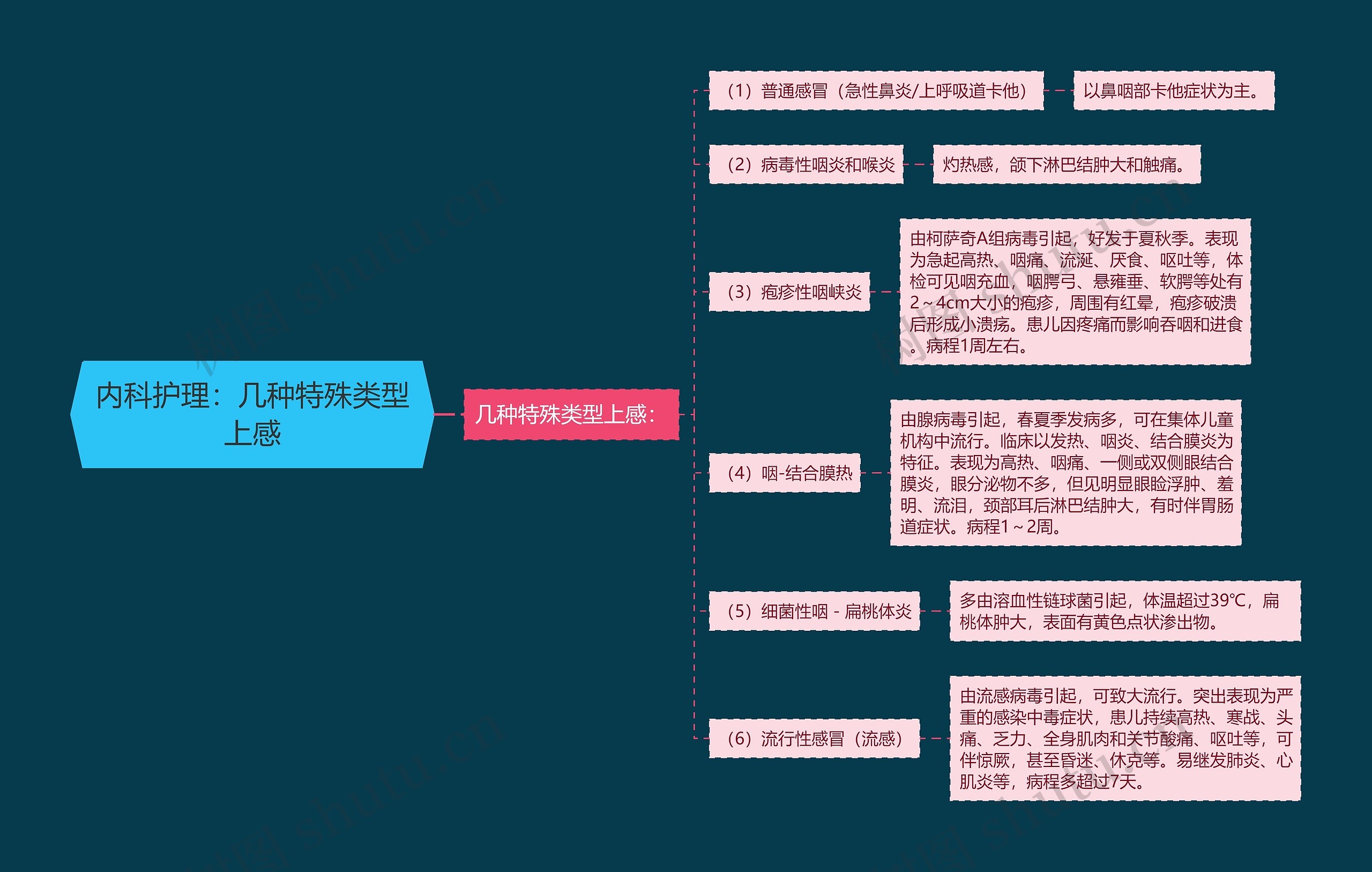 内科护理：几种特殊类型上感思维导图