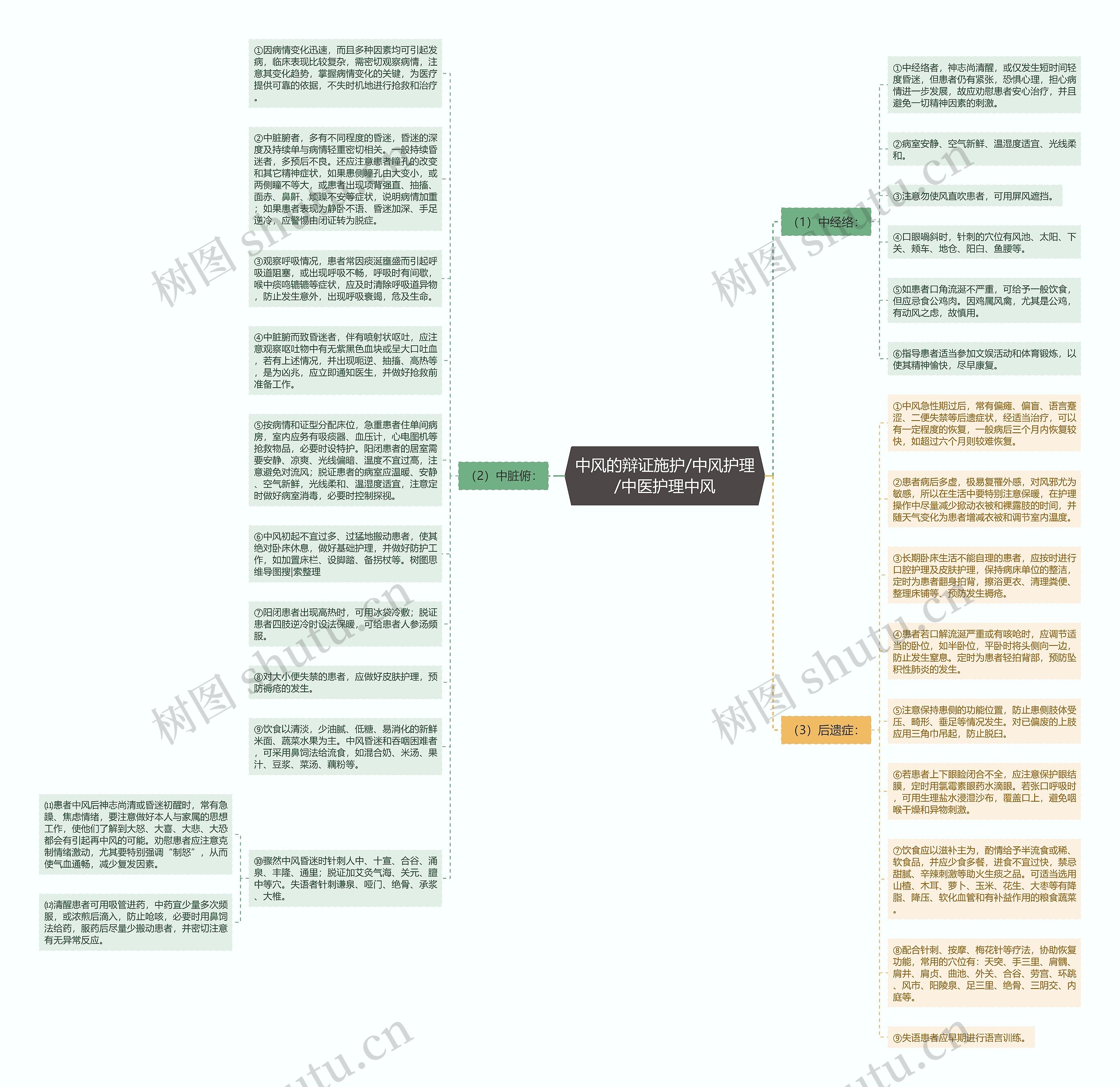 中风的辩证施护/中风护理/中医护理中风思维导图