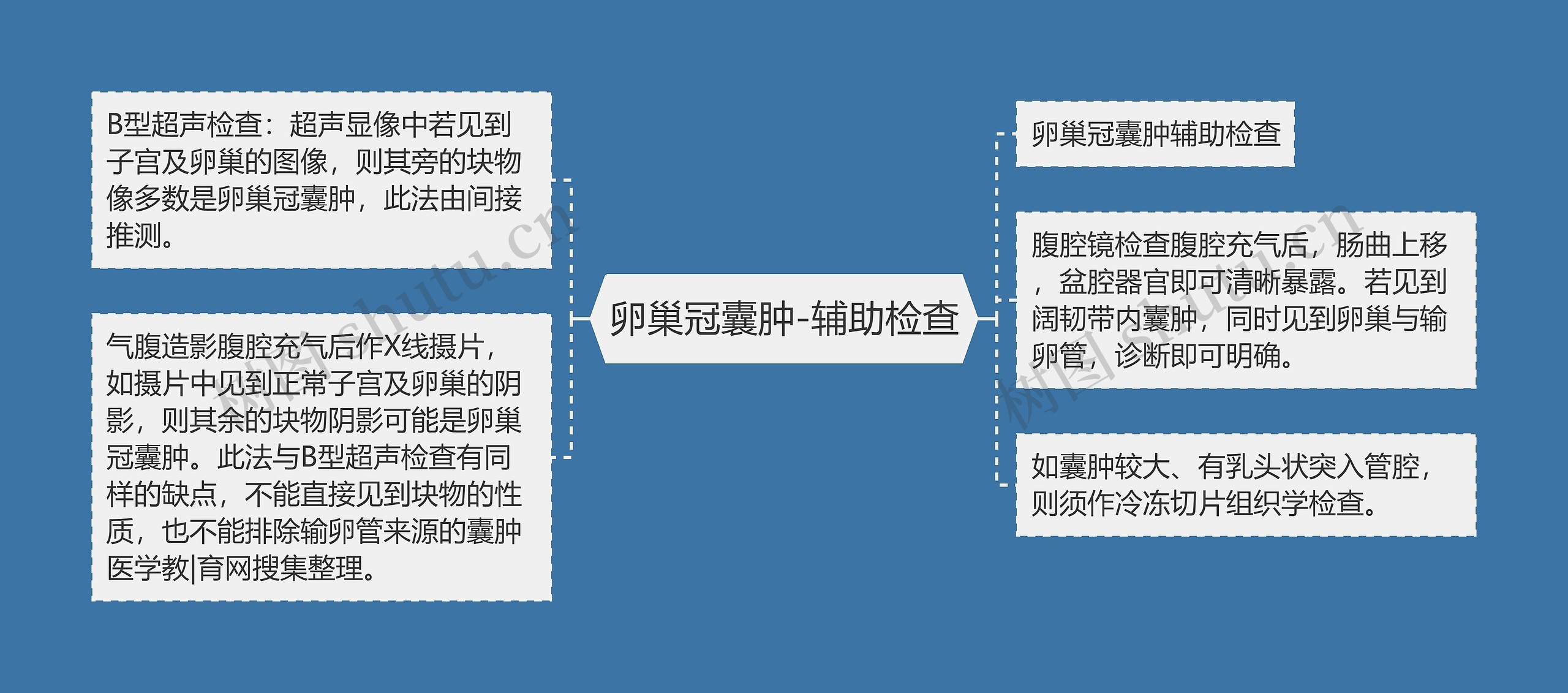 卵巢冠囊肿-辅助检查思维导图