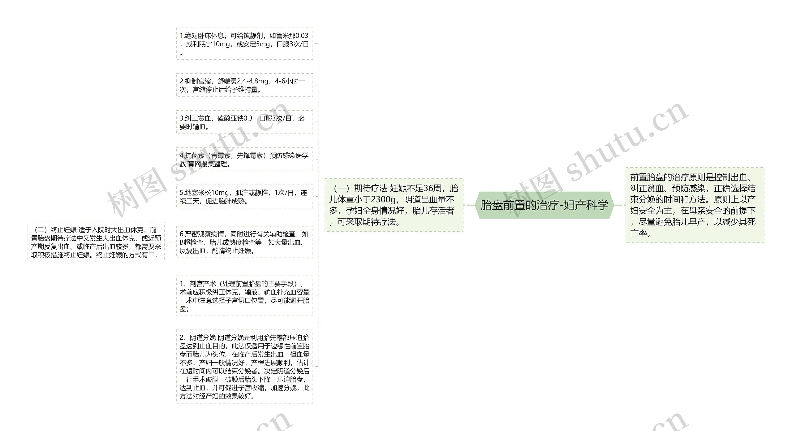 胎盘前置的治疗-妇产科学思维导图