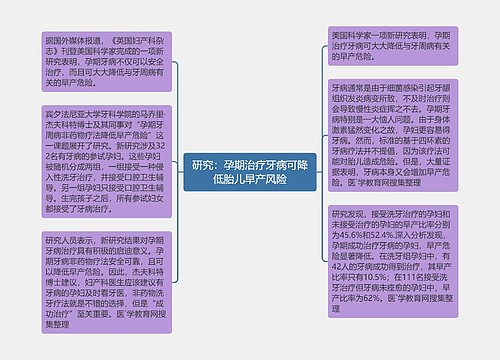 研究：孕期治疗牙病可降低胎儿早产风险