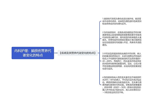 内科护理：脑损伤营养代谢变化的特点