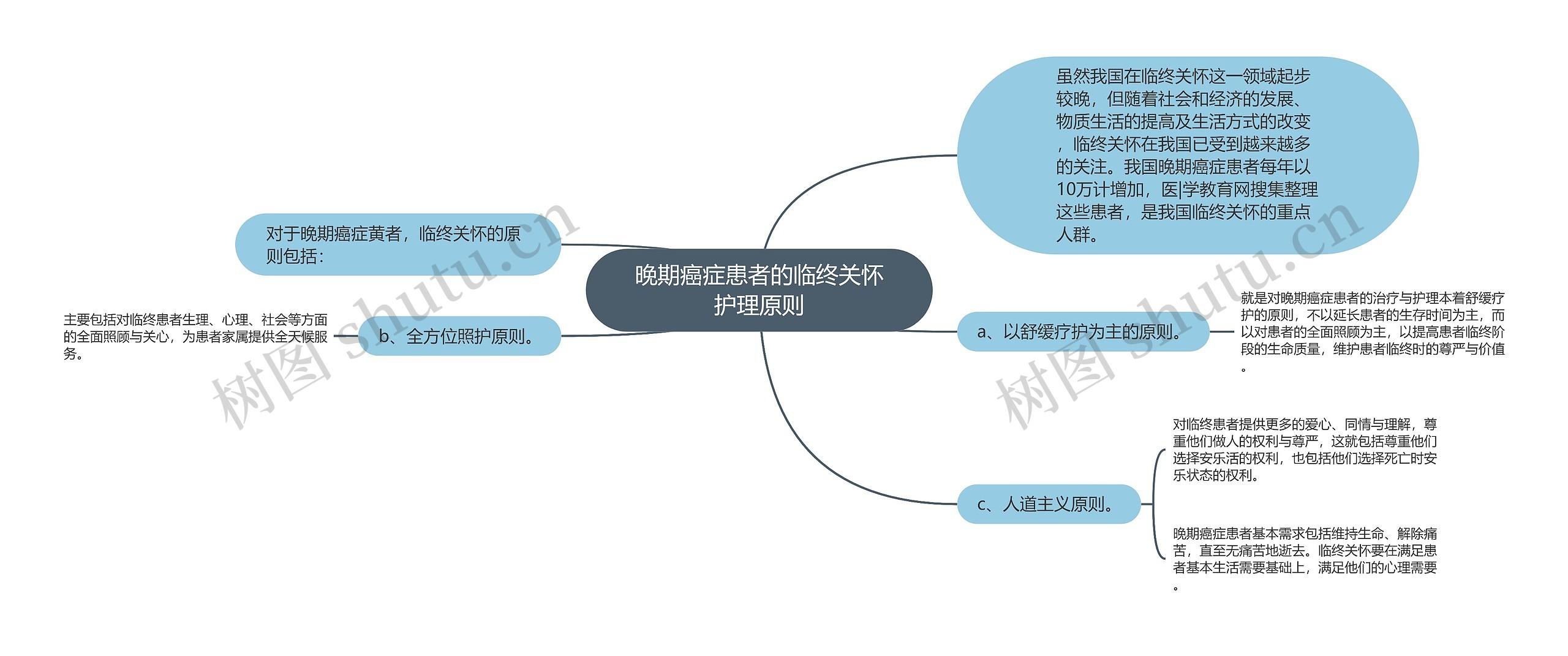 晚期癌症患者的临终关怀护理原则思维导图