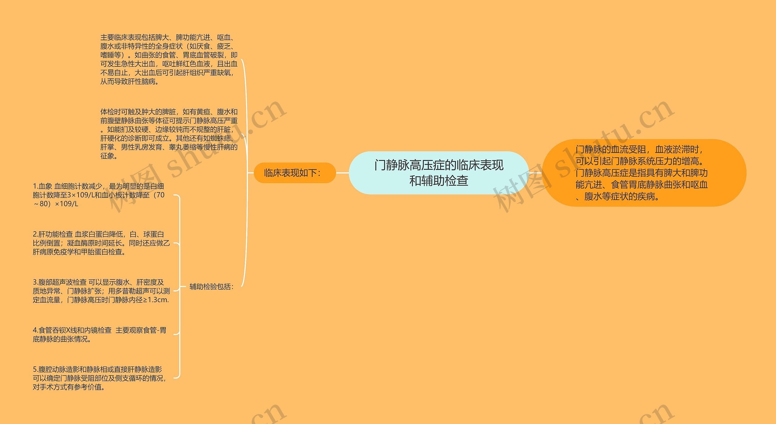 门静脉高压症的临床表现和辅助检查思维导图