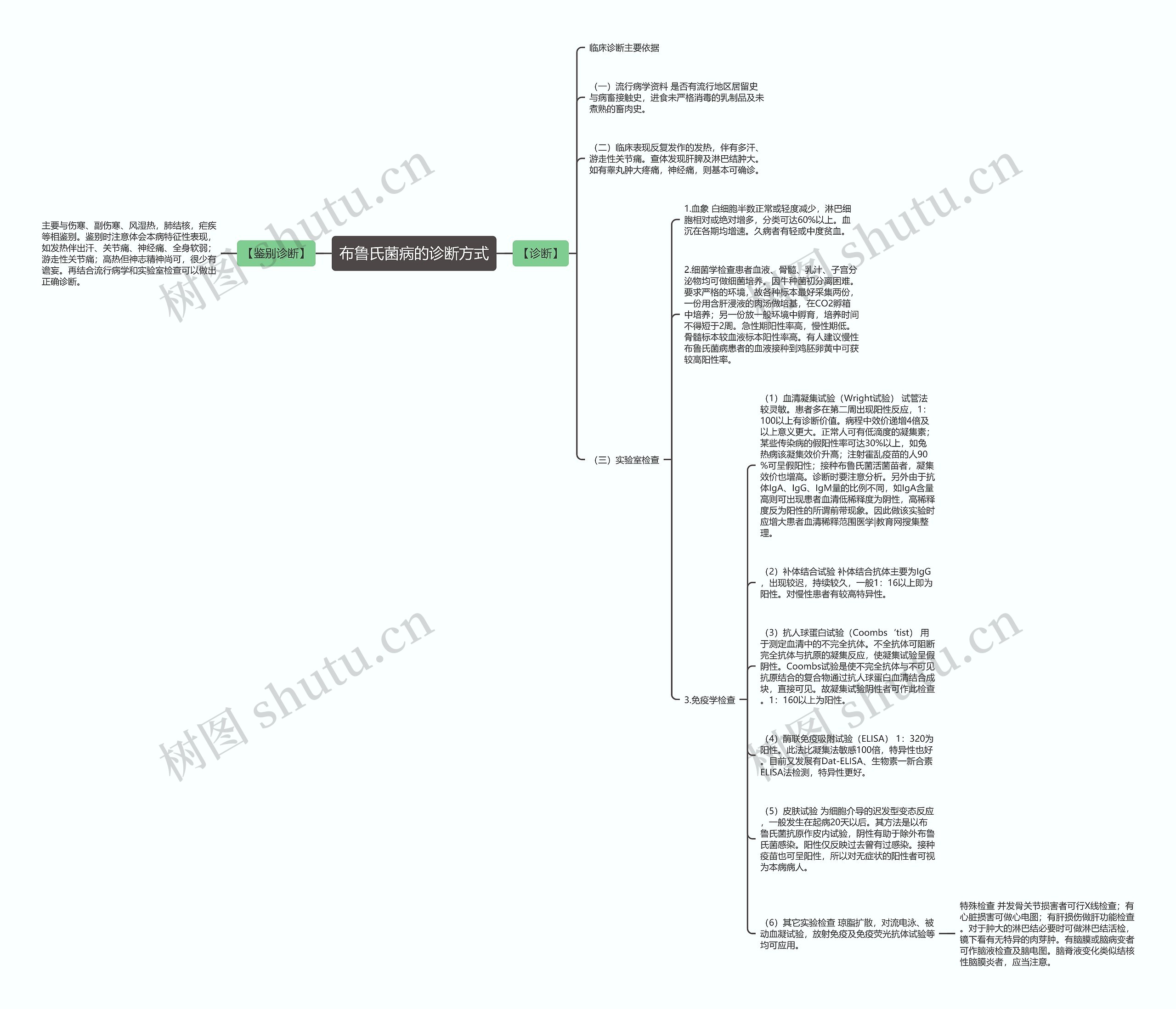 布鲁氏菌病的诊断方式思维导图高清图 布鲁氏菌病的诊断方式思维导图