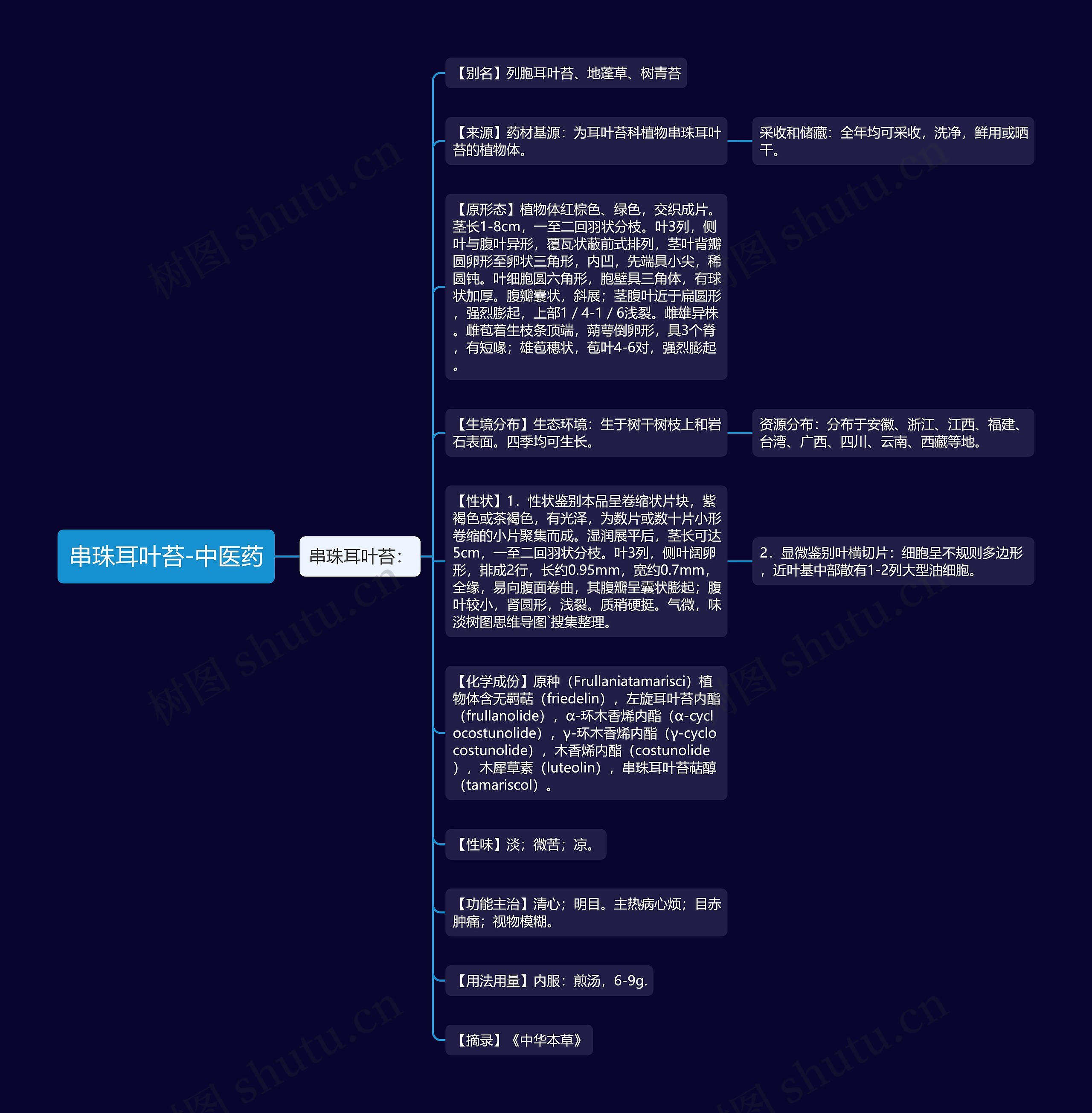 串珠耳叶苔-中医药思维导图