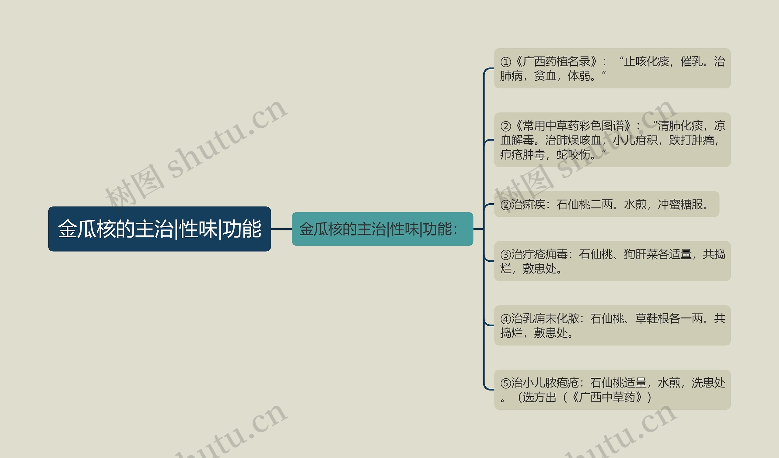 金瓜核的主治|性味|功能思维导图