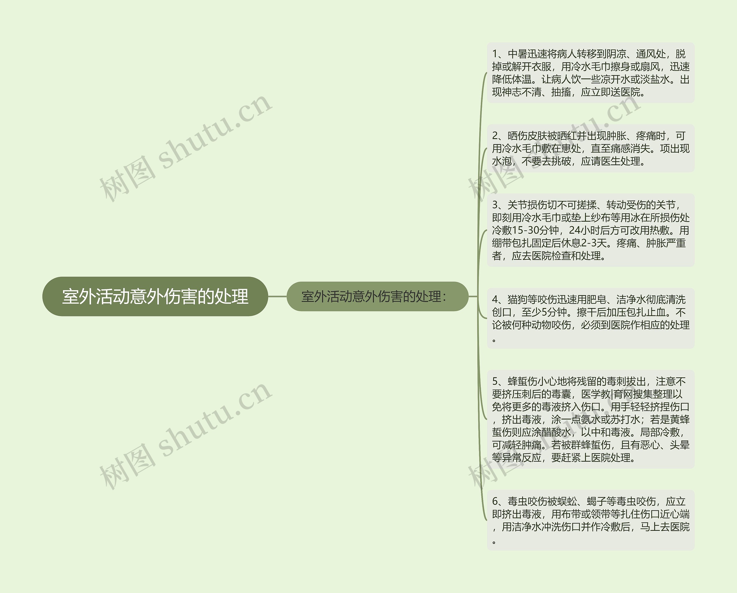 室外活动意外伤害的处理思维导图