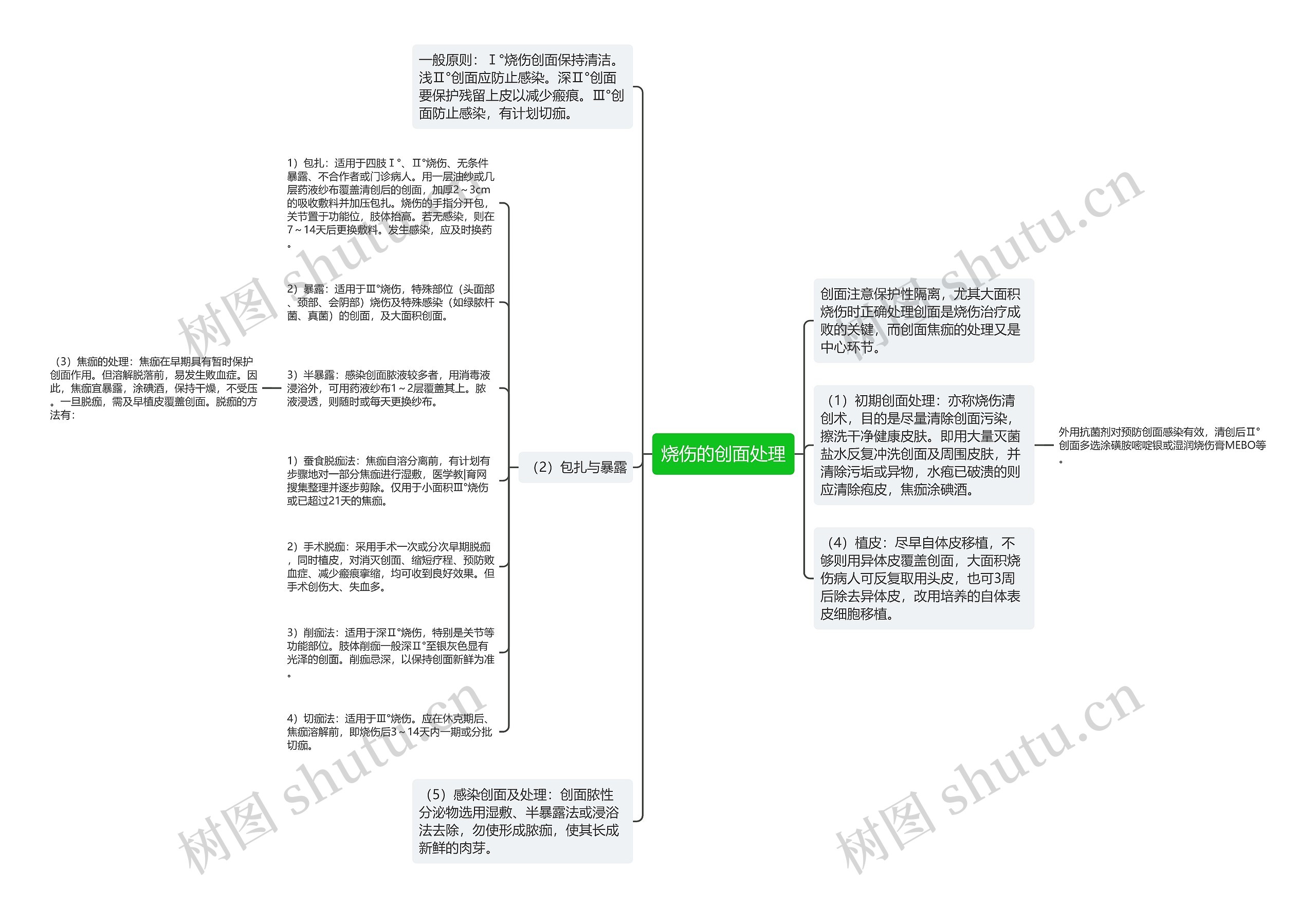 烧伤的创面处理思维导图