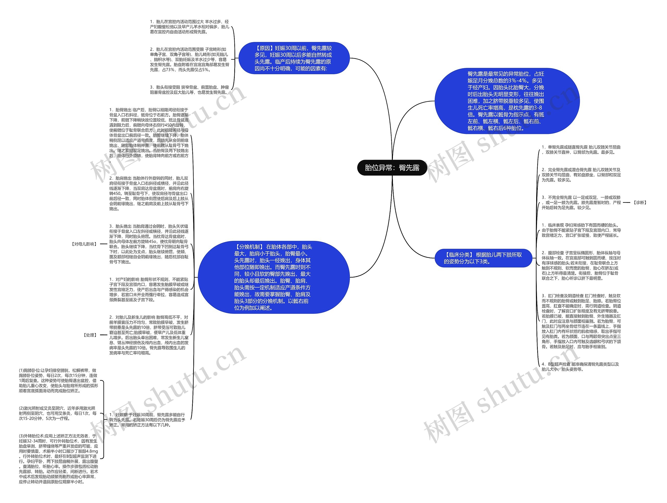 胎位异常:臀先露思维导图高清图 胎位异常:臀先露思维导图