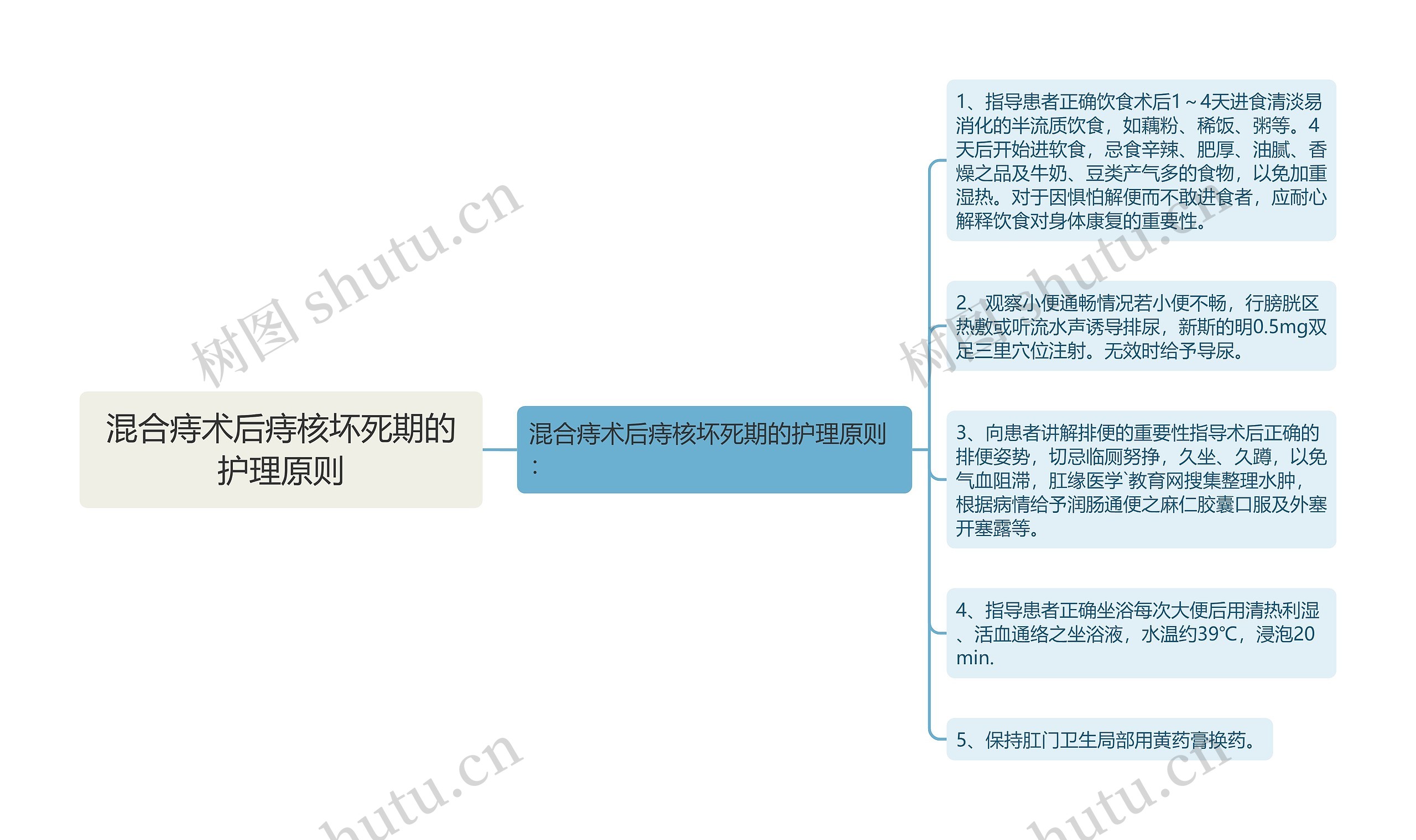 混合痔术后痔核坏死期的护理原则