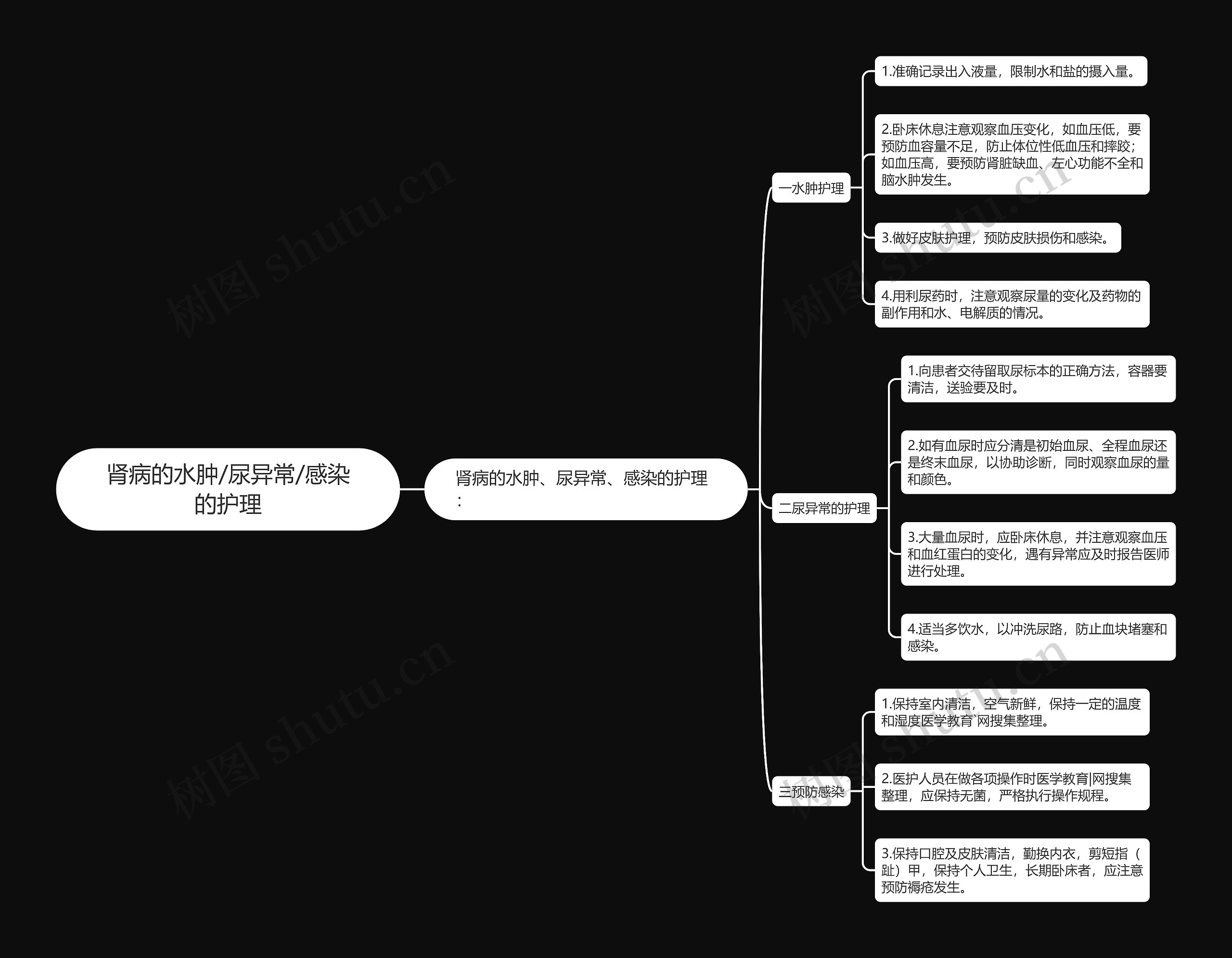 肾病的水肿/尿异常/感染的护理思维导图