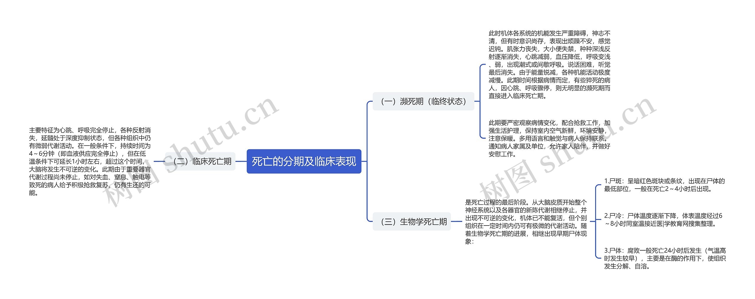 死亡的分期及临床表现思维导图