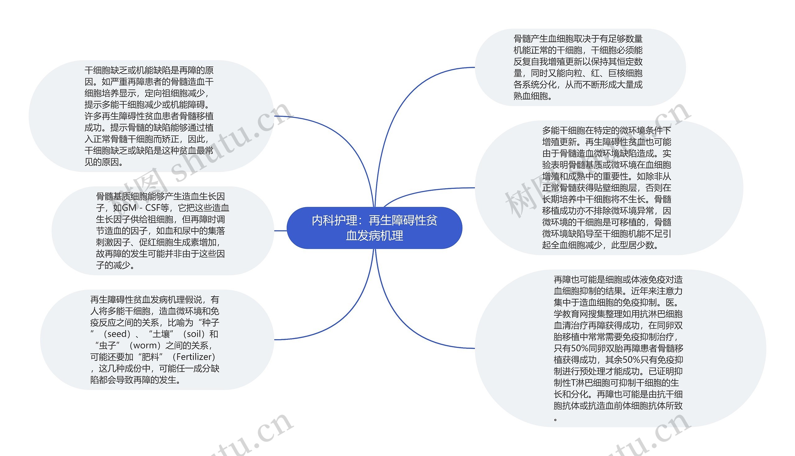 内科护理：再生障碍性贫血发病机理思维导图