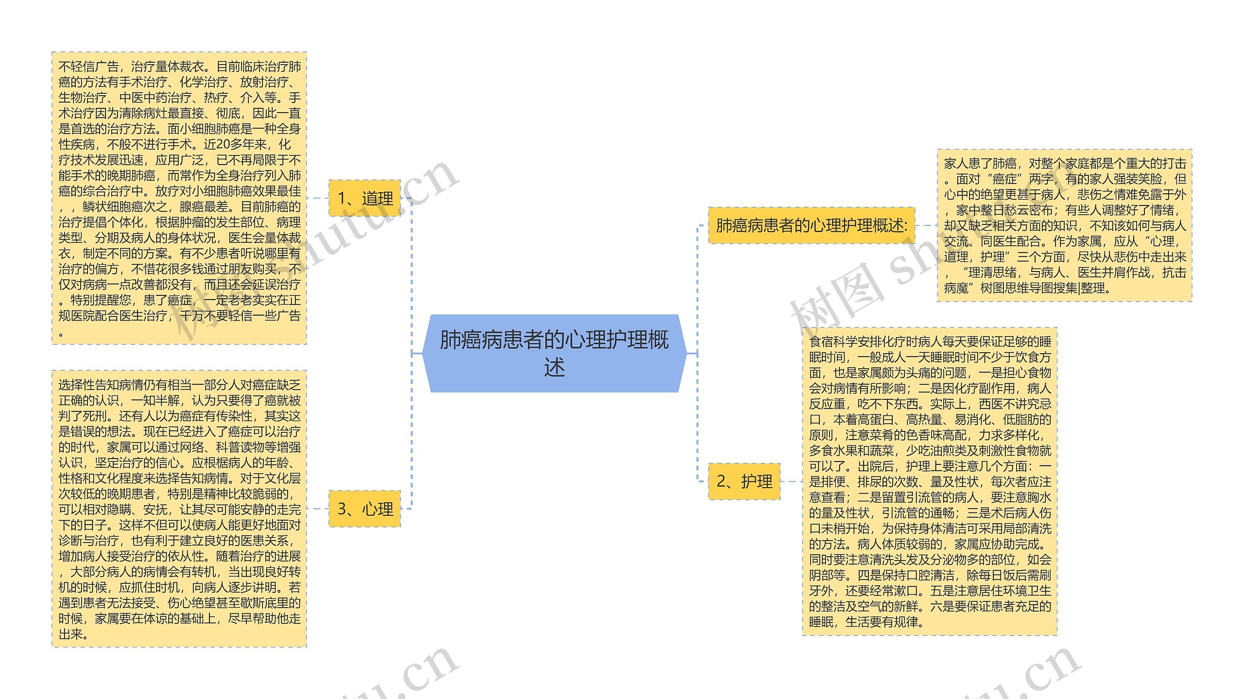 肺癌病患者的心理护理概述思维导图