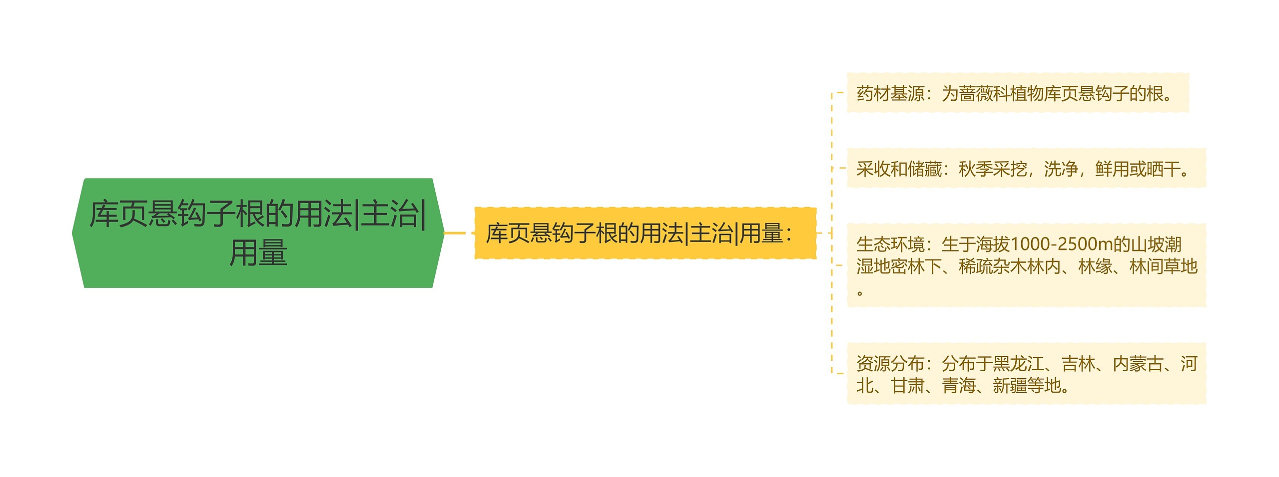 库页悬钩子根的用法|主治|用量思维导图