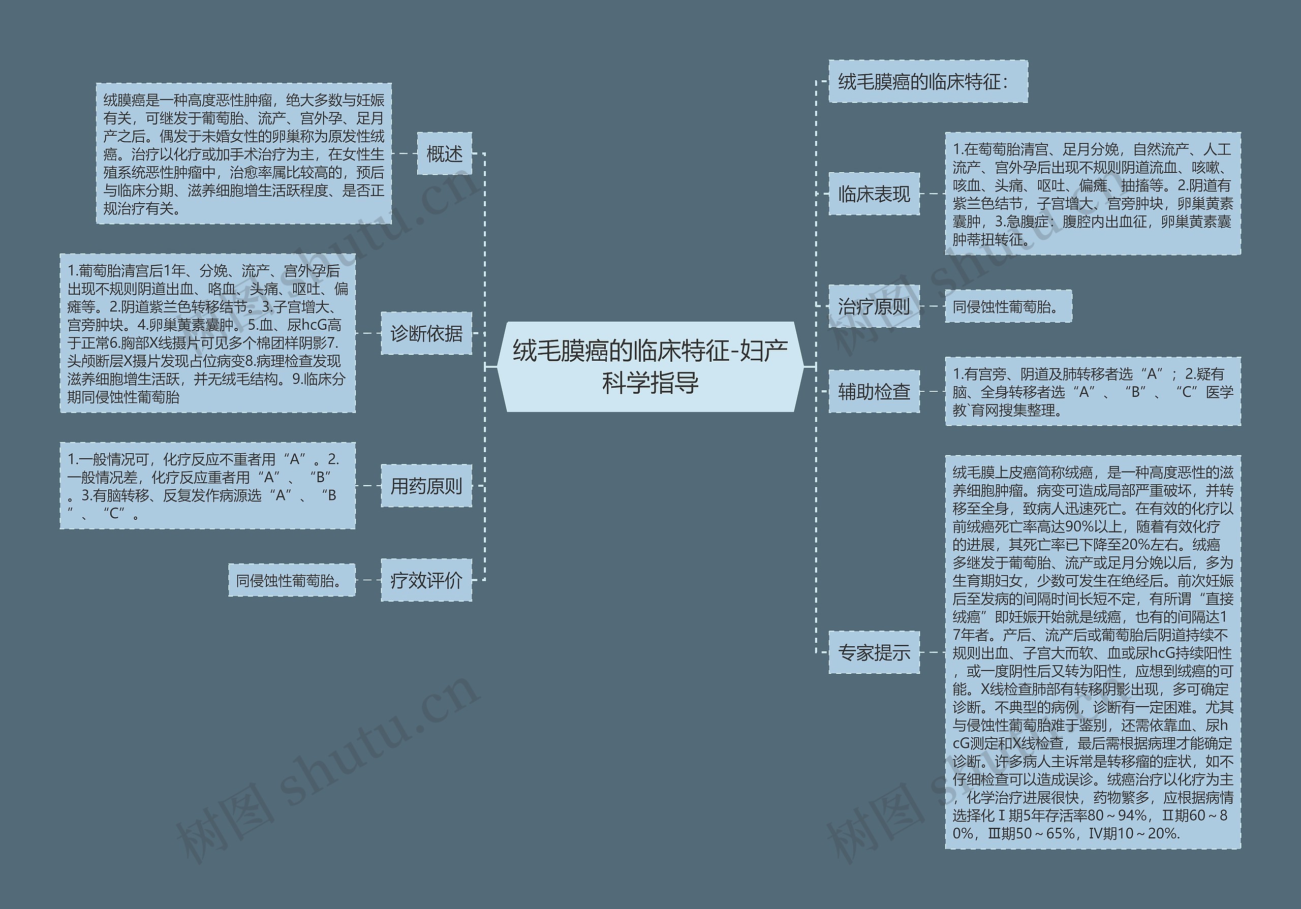 绒毛膜癌的临床特征-妇产科学指导思维导图