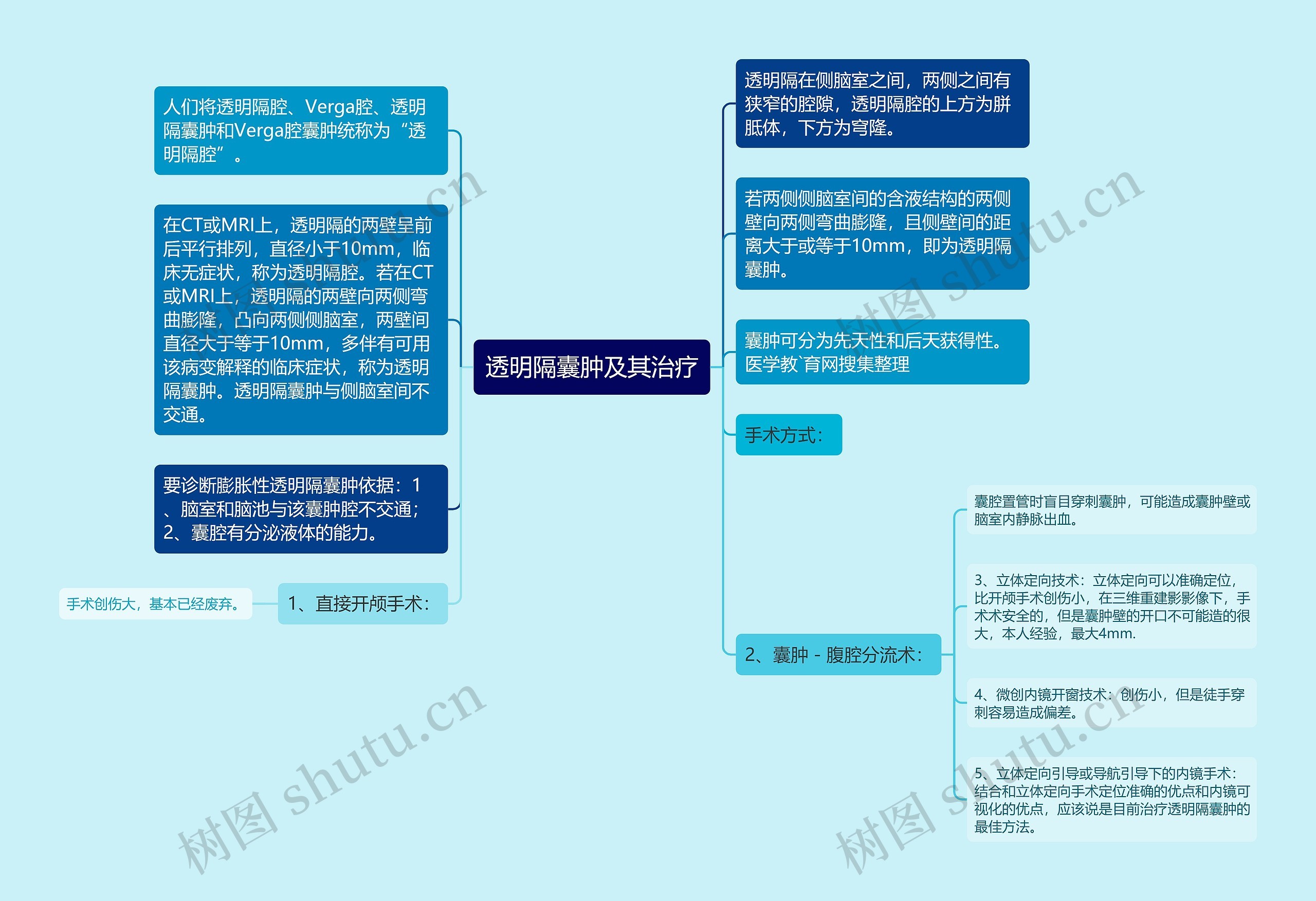 透明隔囊肿及其治疗思维导图