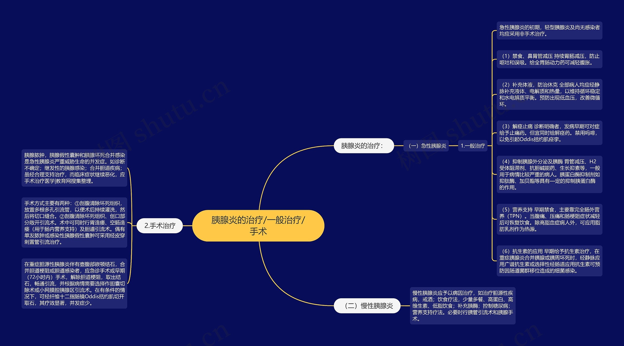 胰腺炎的治疗/一般治疗/手术思维导图