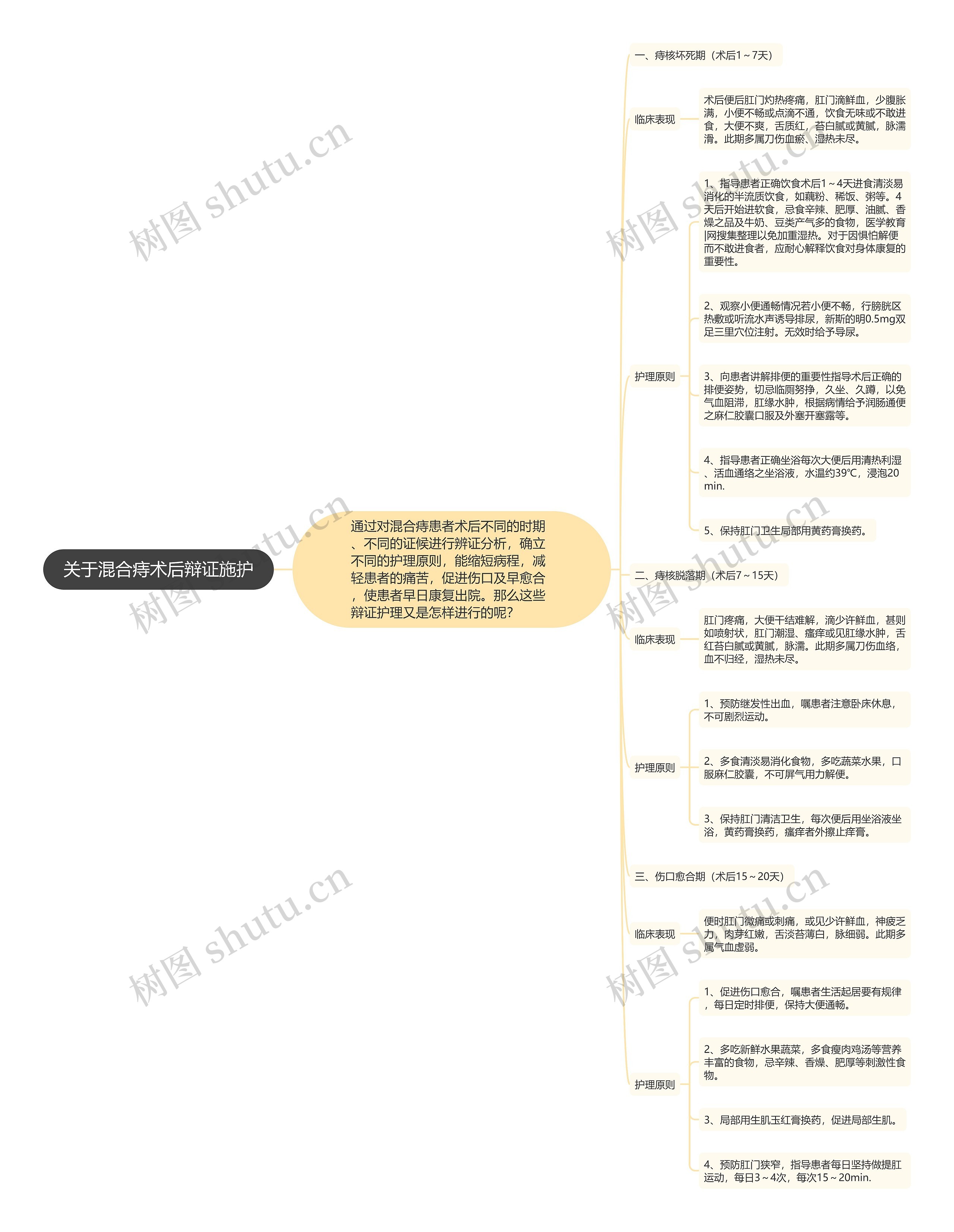 关于混合痔术后辩证施护思维导图