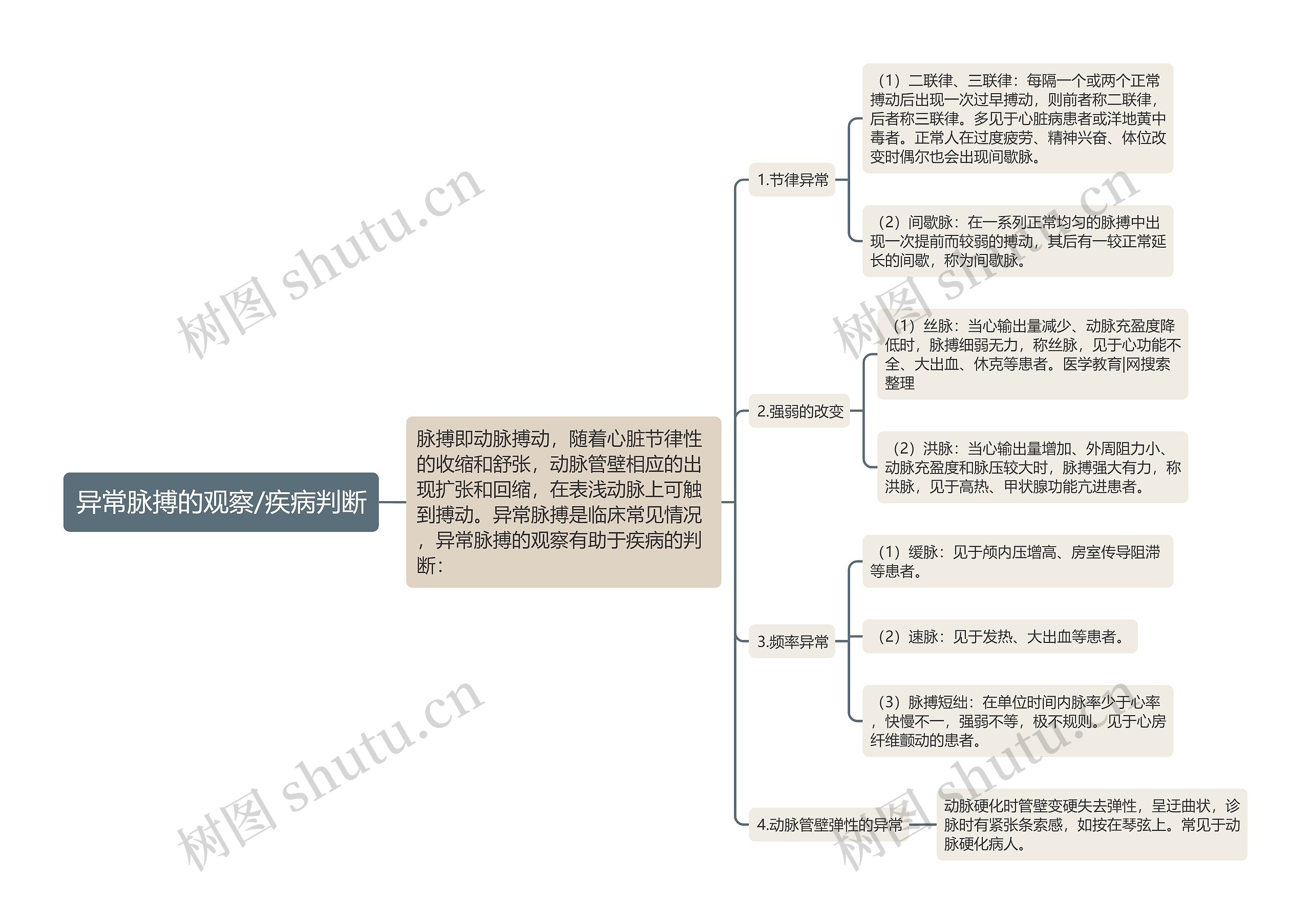 异常脉搏的观察/疾病判断思维导图