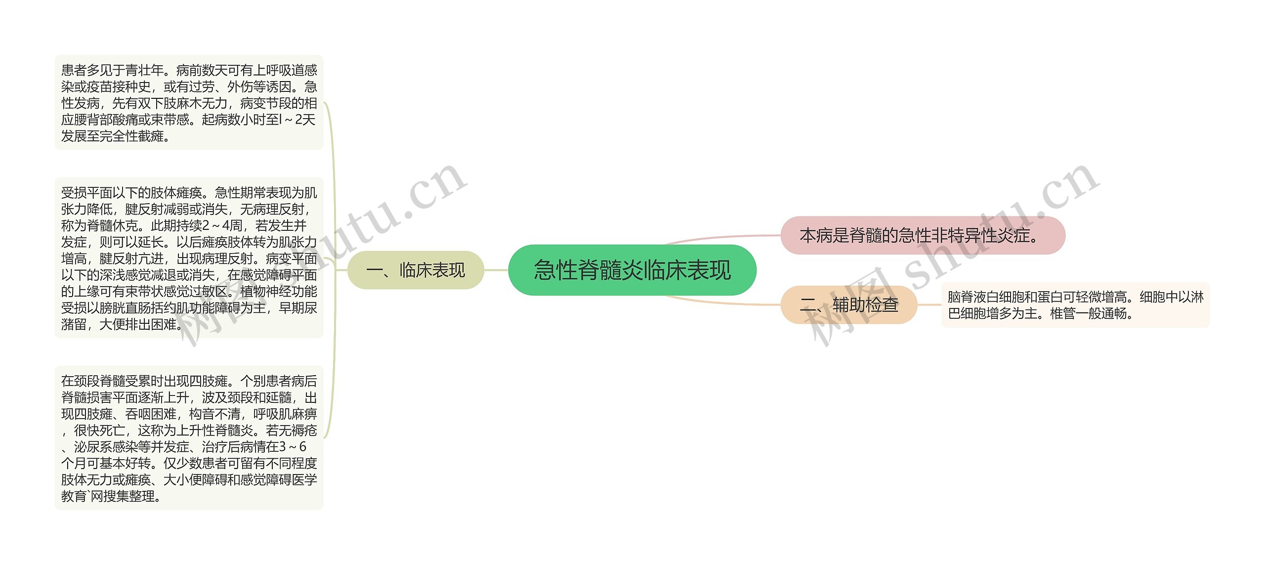 急性脊髓炎临床表现思维导图