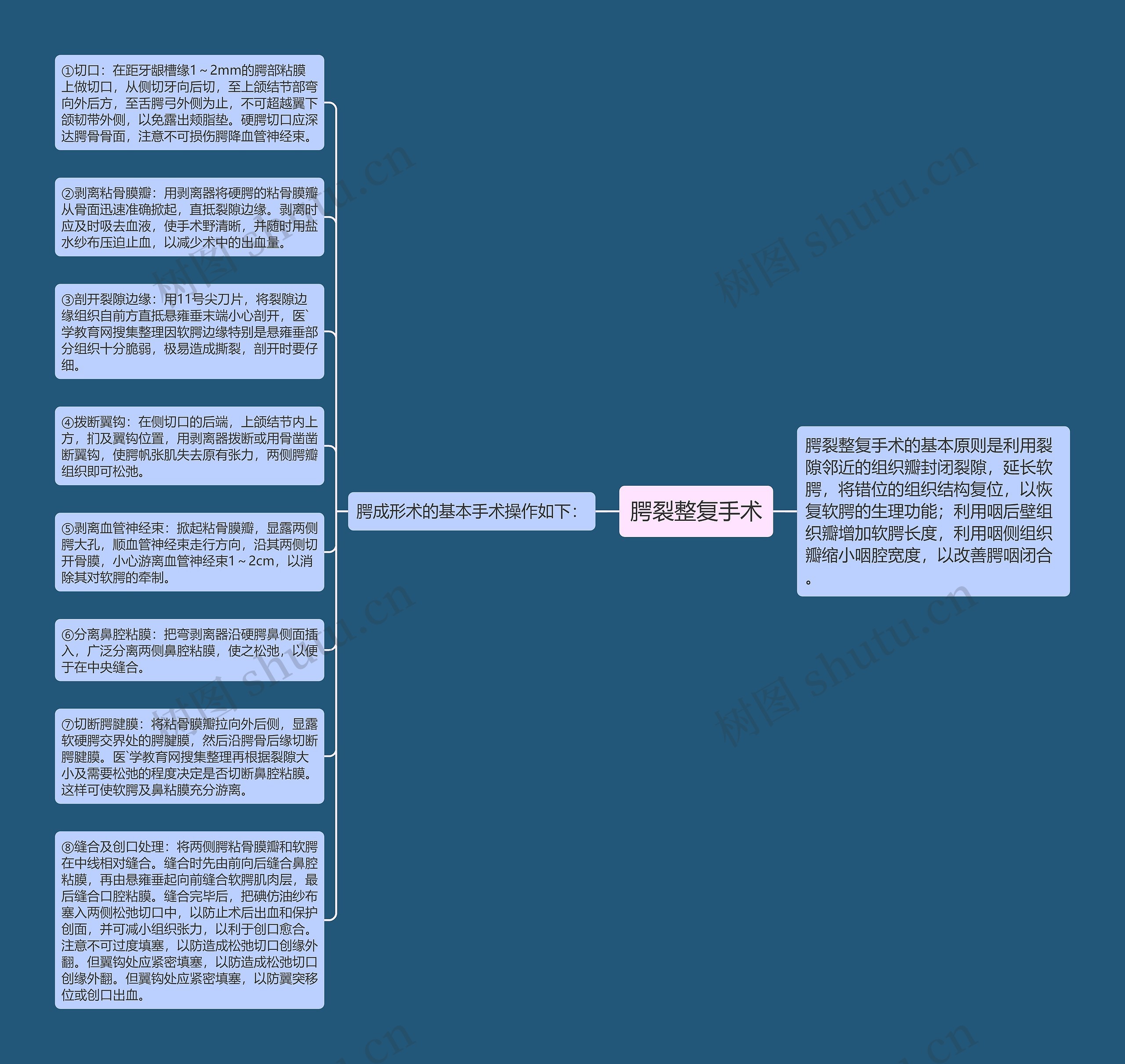 腭裂整复手术思维导图