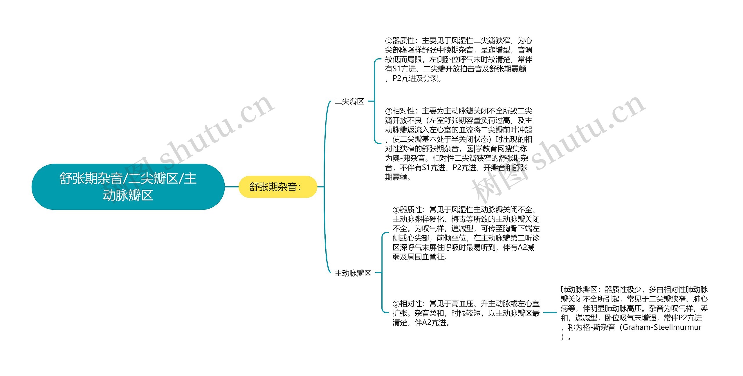 舒张期杂音/二尖瓣区/主动脉瓣区思维导图