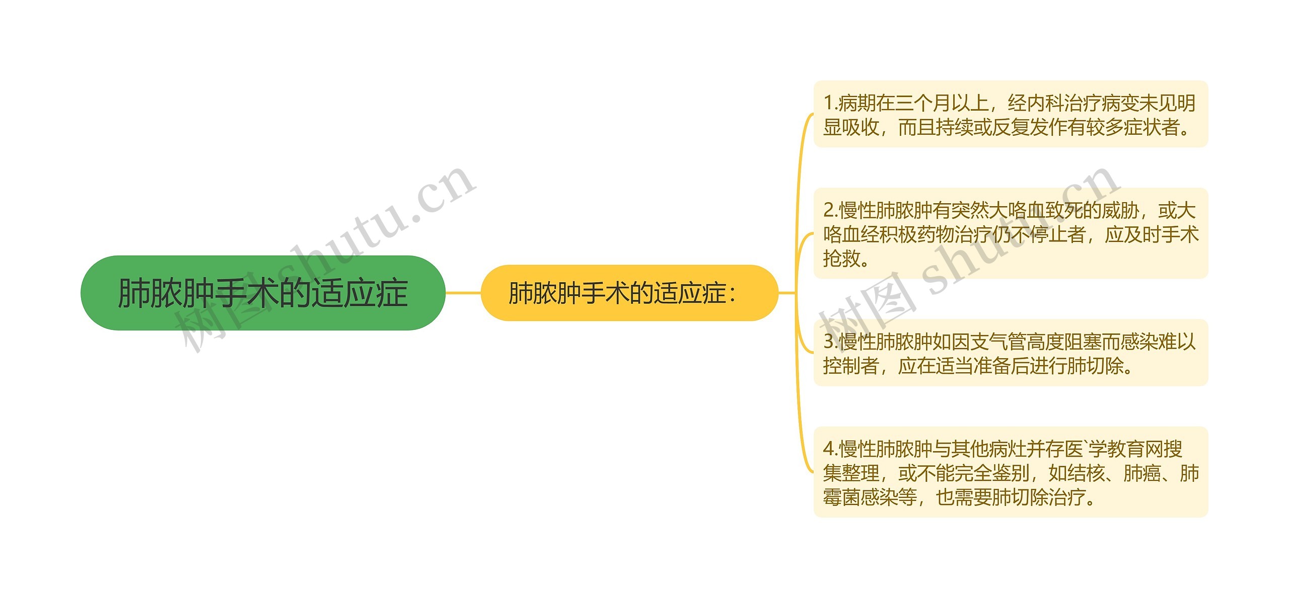 肺脓肿手术的适应症思维导图