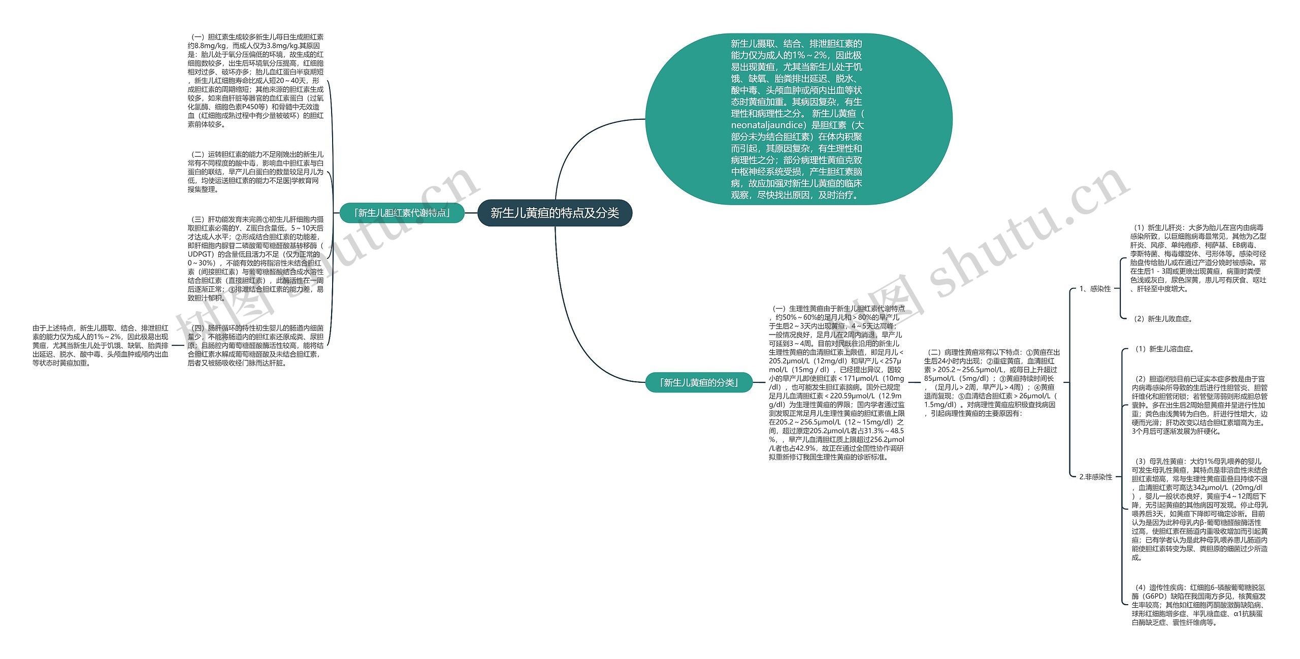 新生儿黄疸的特点及分类思维导图