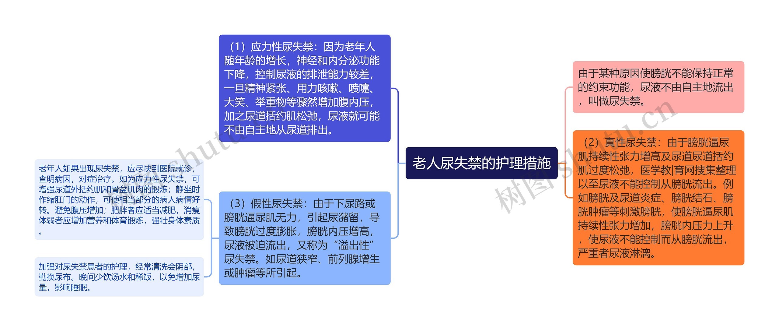 老人尿失禁的护理措施思维导图