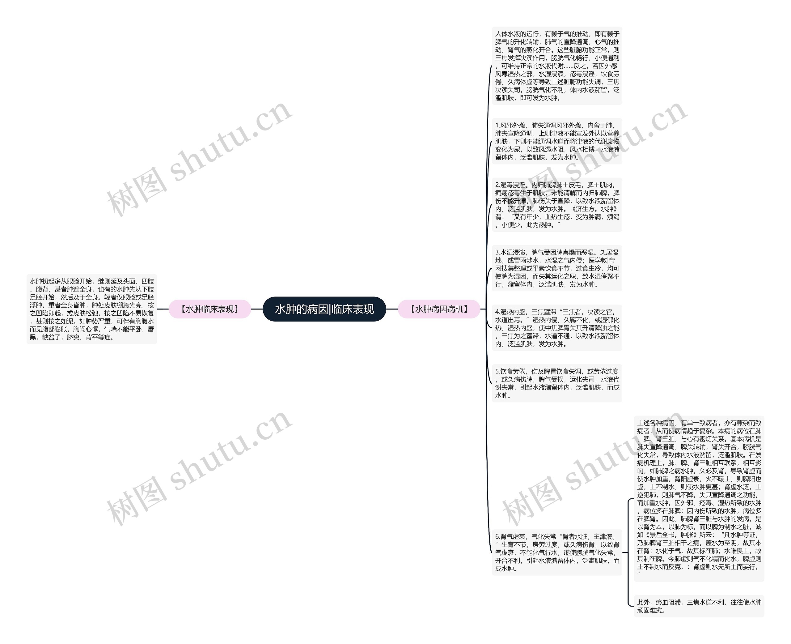水肿的病因|临床表现思维导图
