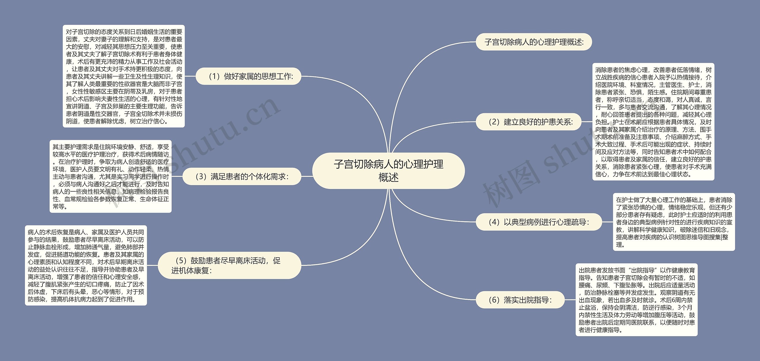 子宫切除病人的心理护理概述思维导图