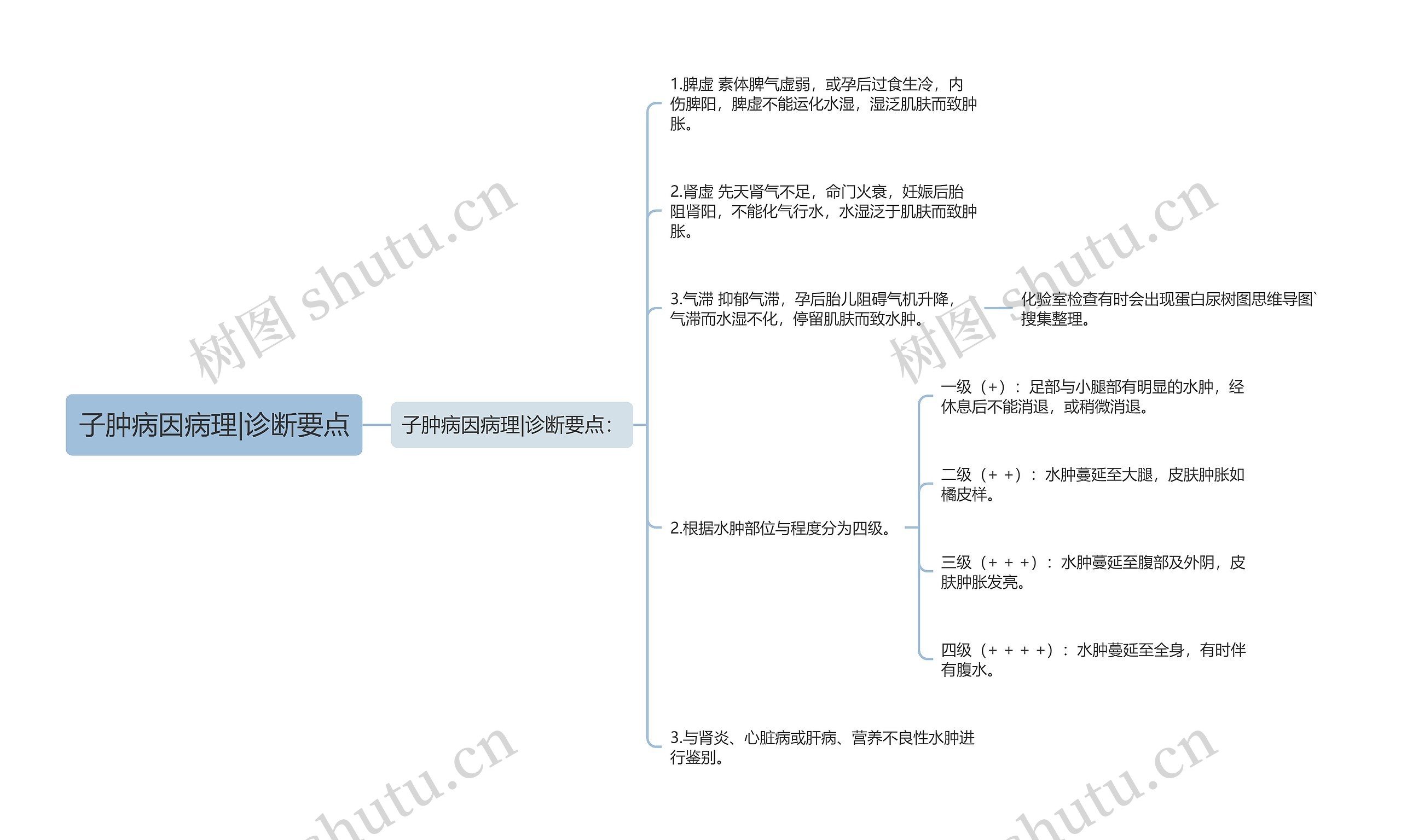 子肿病因病理|诊断要点思维导图