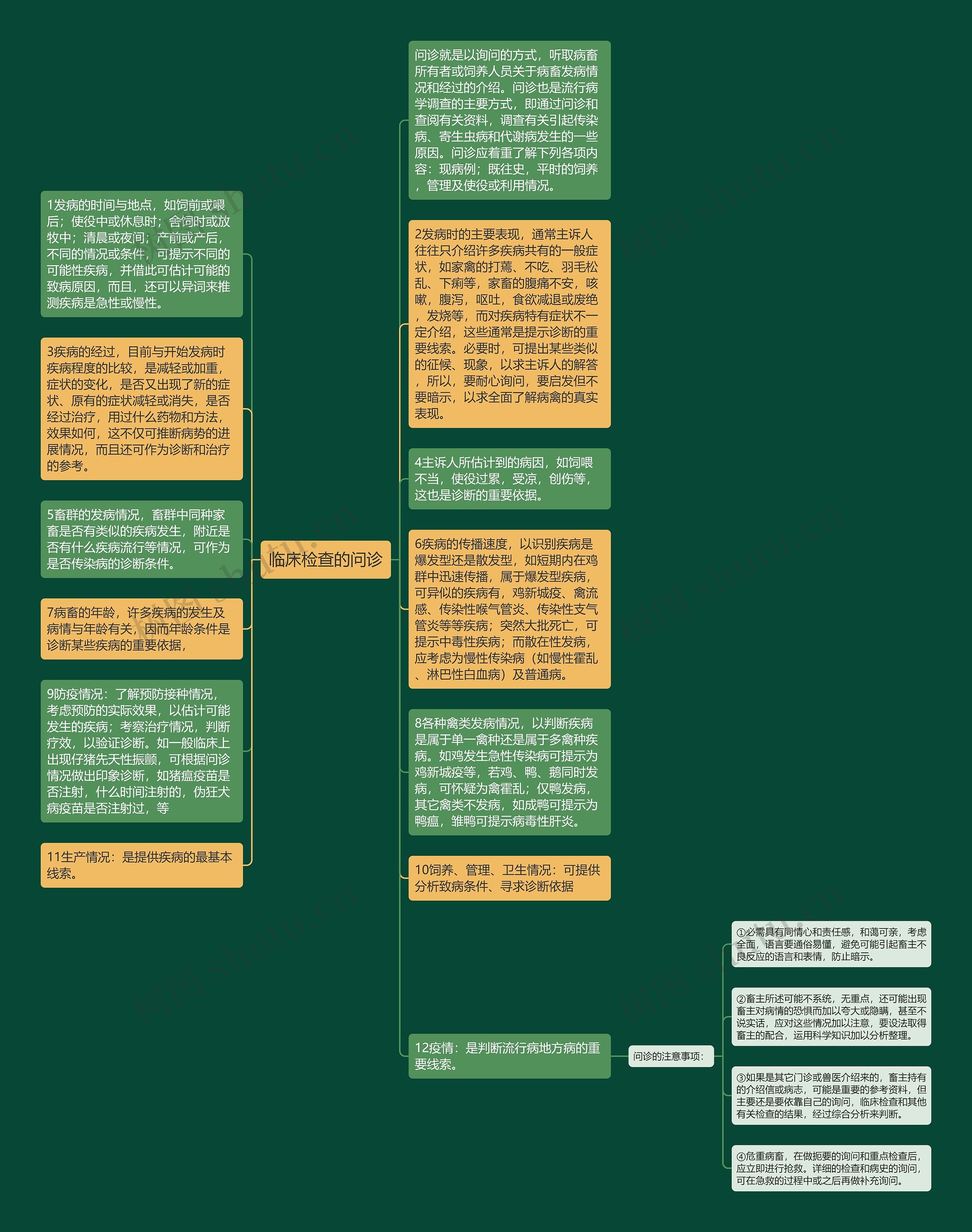 临床检查的问诊思维导图