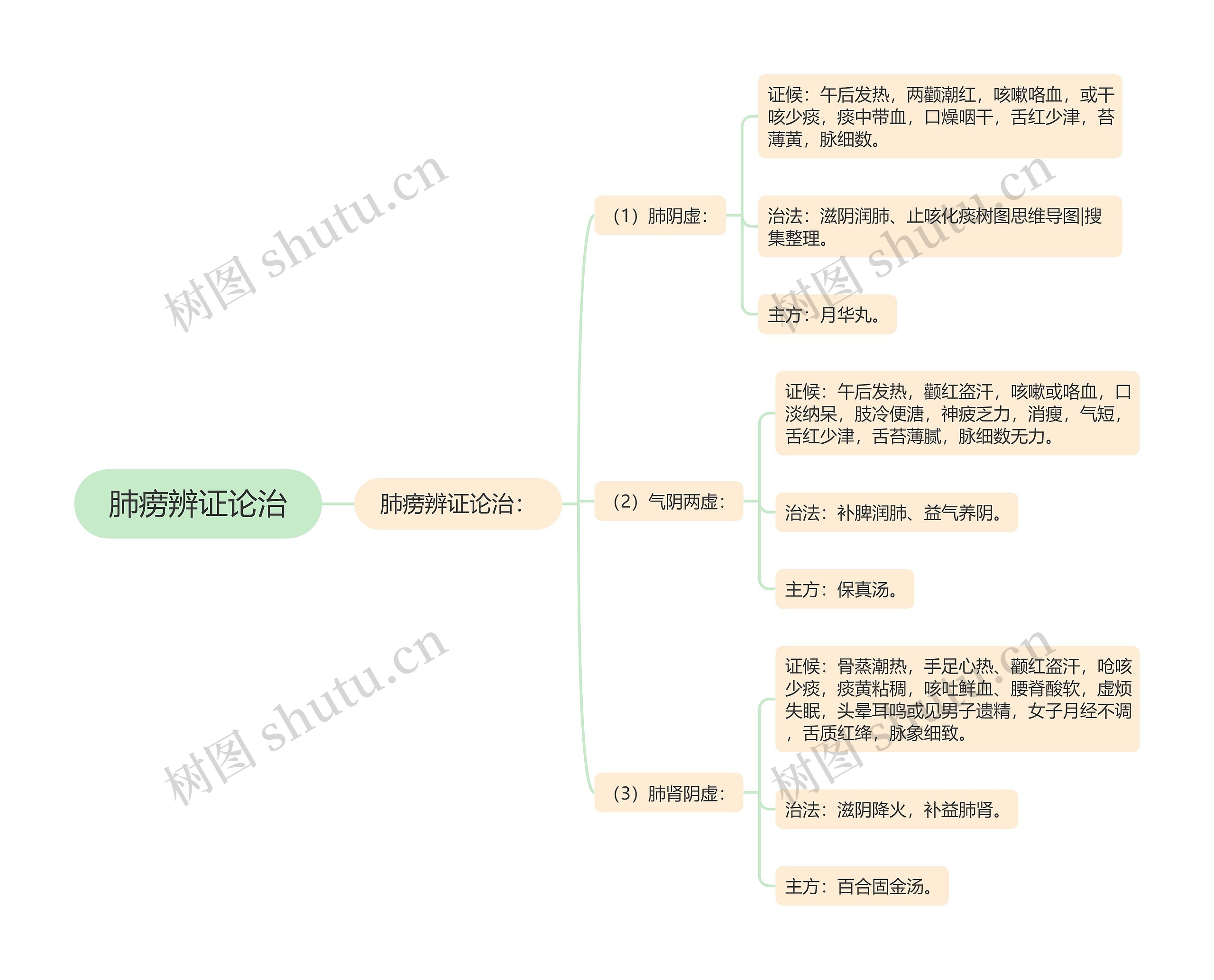 肺痨辨证论治思维导图高清图 肺痨辨证论治思维导图