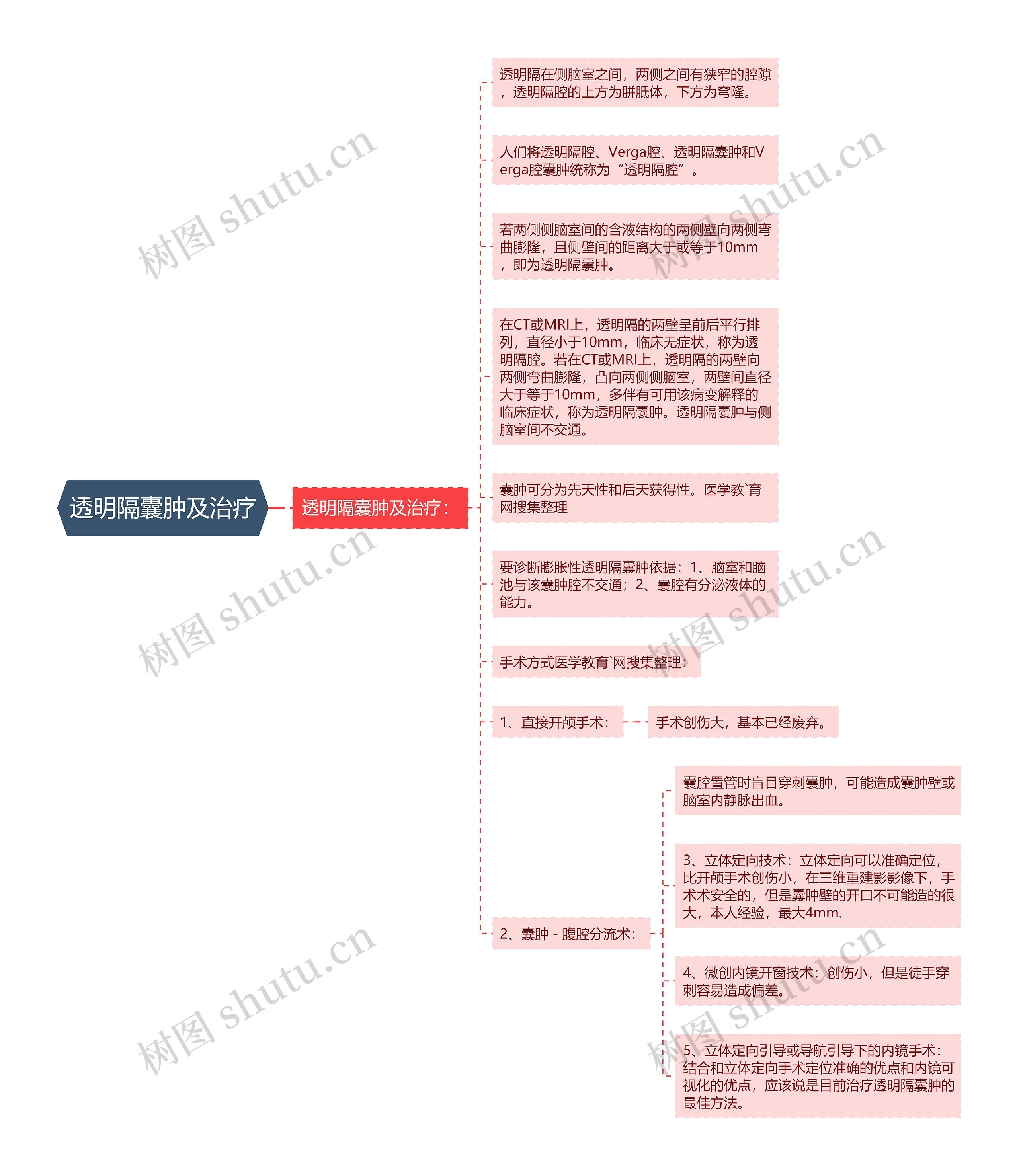 透明隔囊肿及治疗思维导图