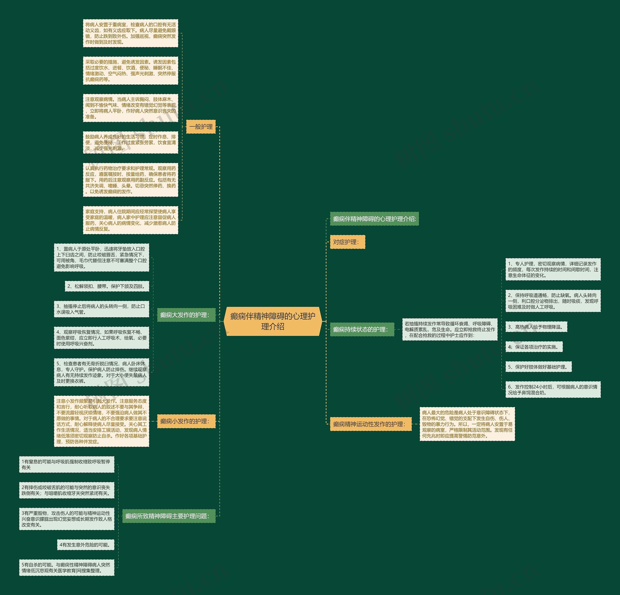 癫痫伴精神障碍的心理护理介绍思维导图