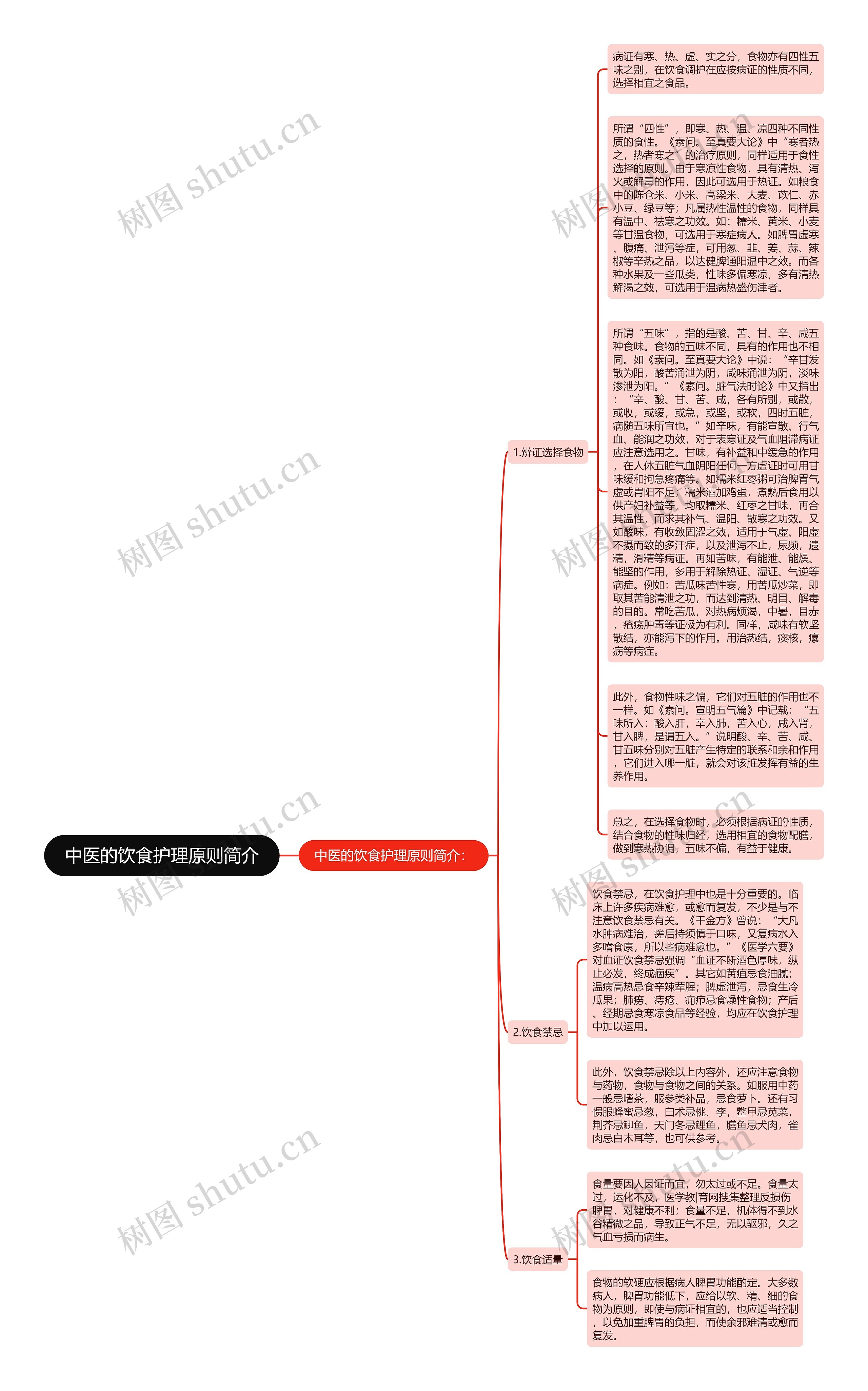 中医的饮食护理原则简介思维导图