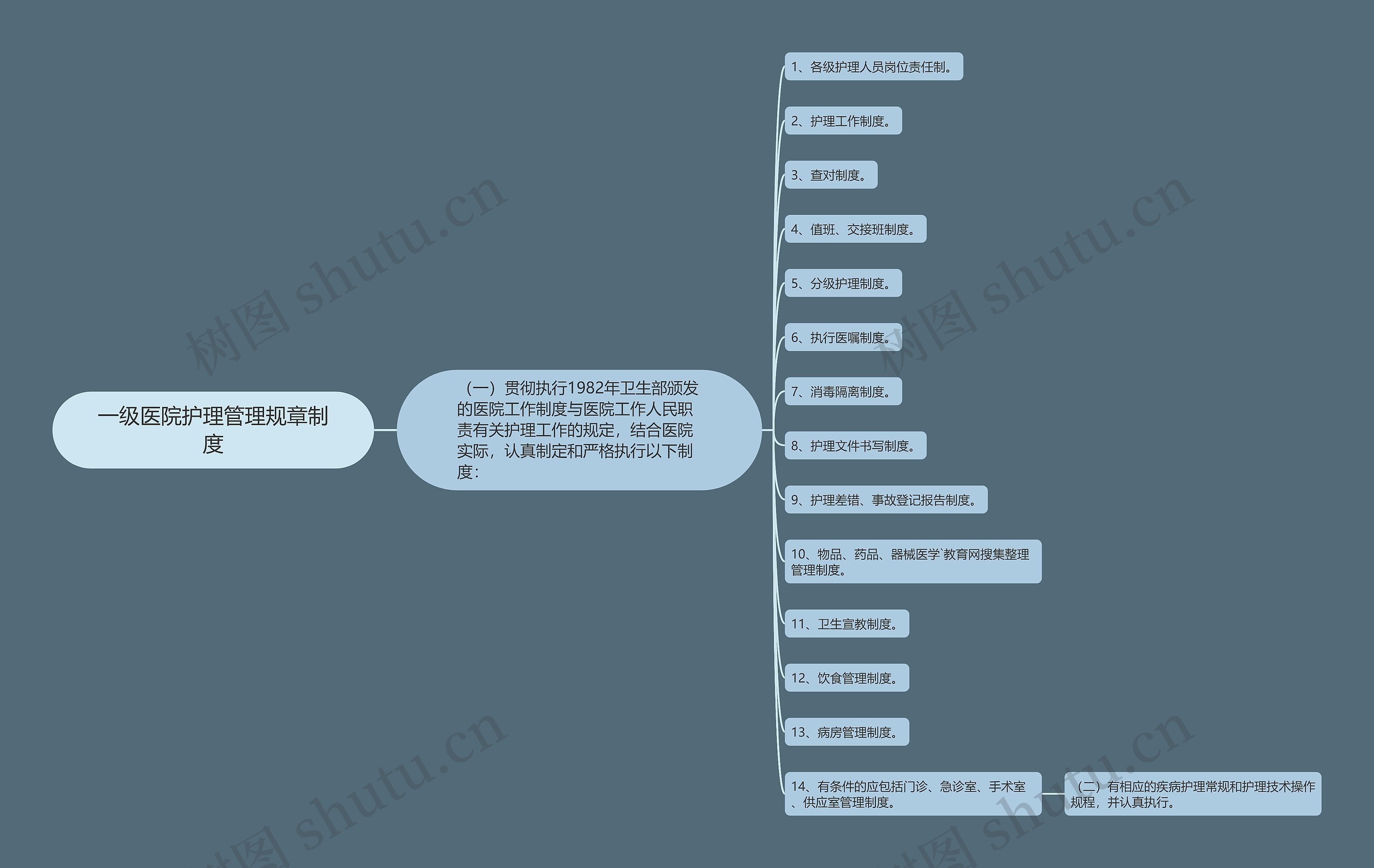 一级医院护理管理规章制度思维导图