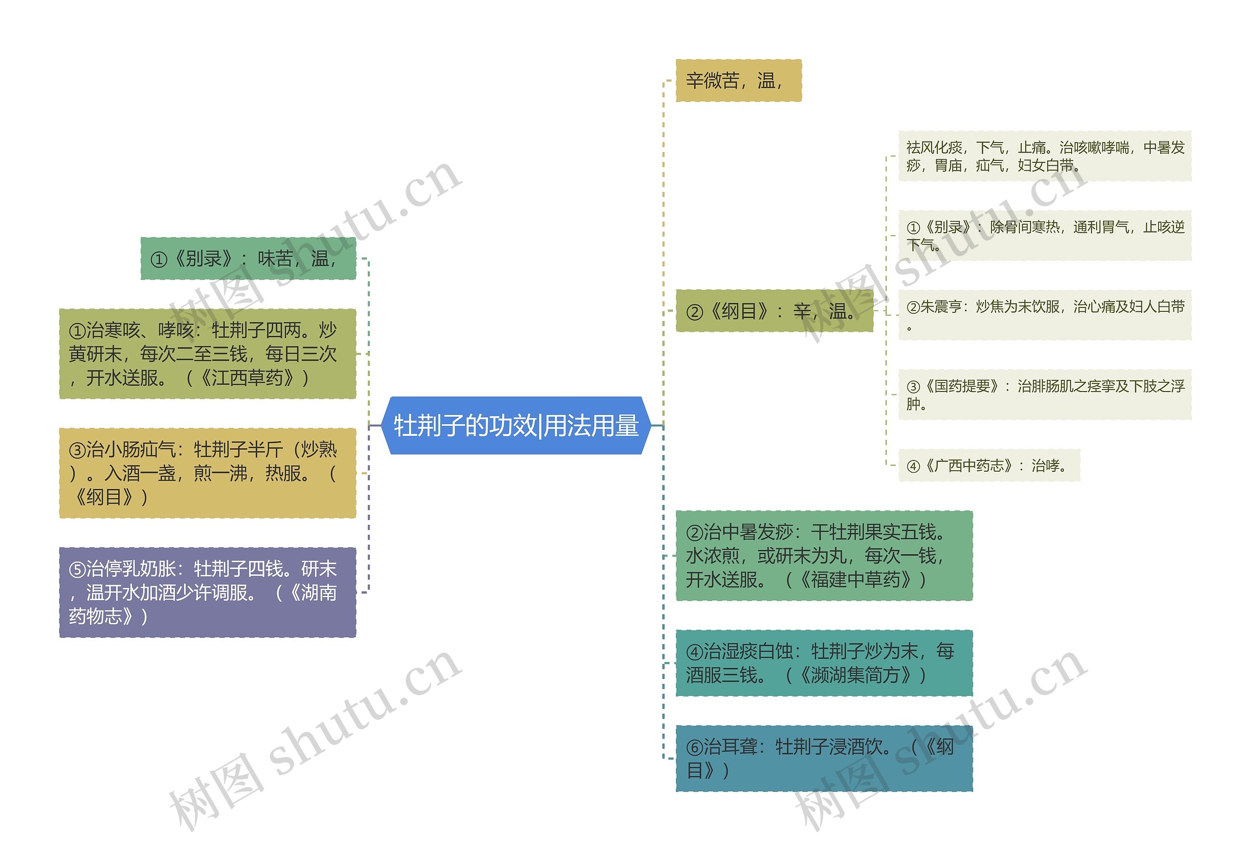 牡荆子的功效|用法用量思维导图