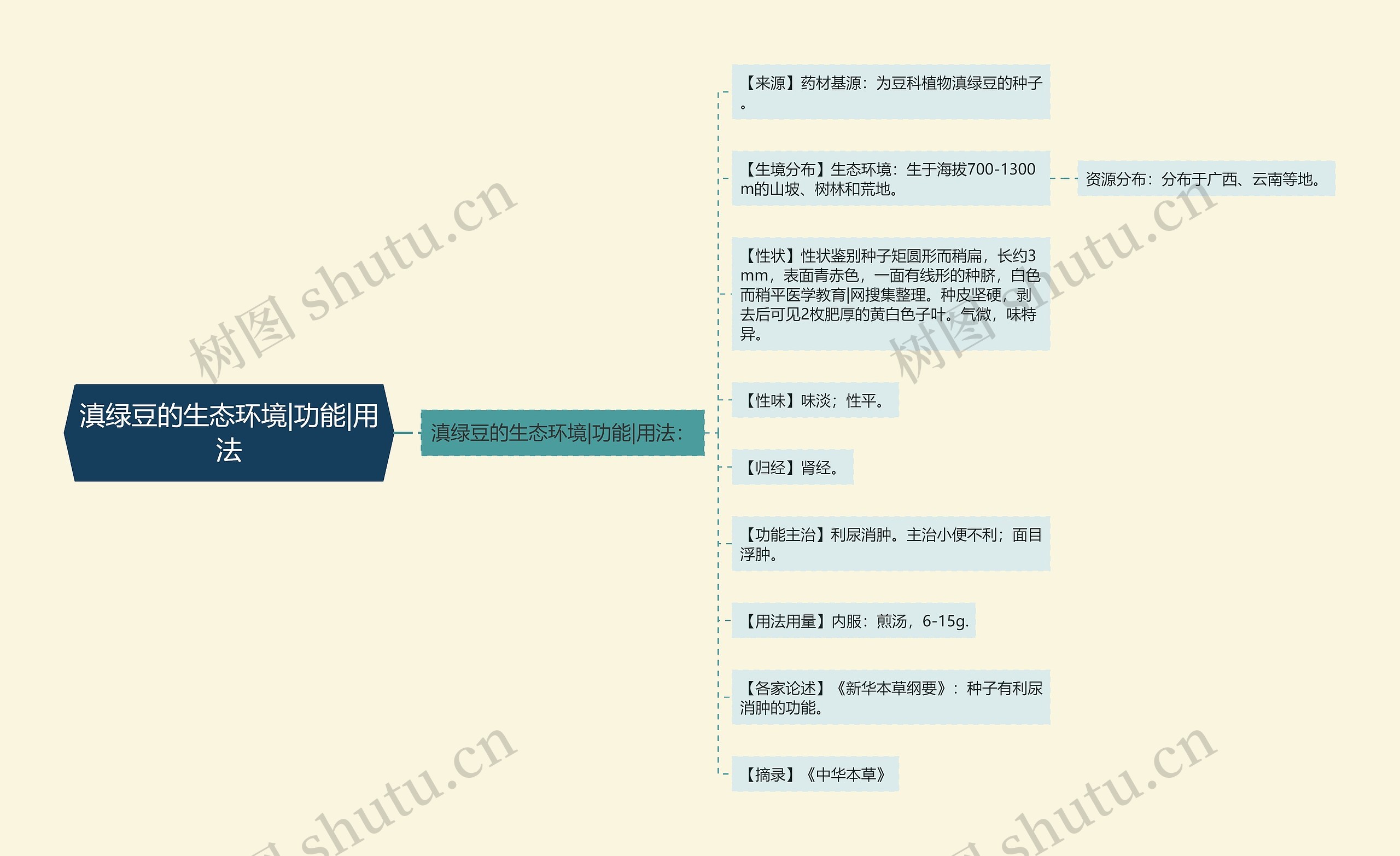 滇绿豆的生态环境|功能|用法思维导图