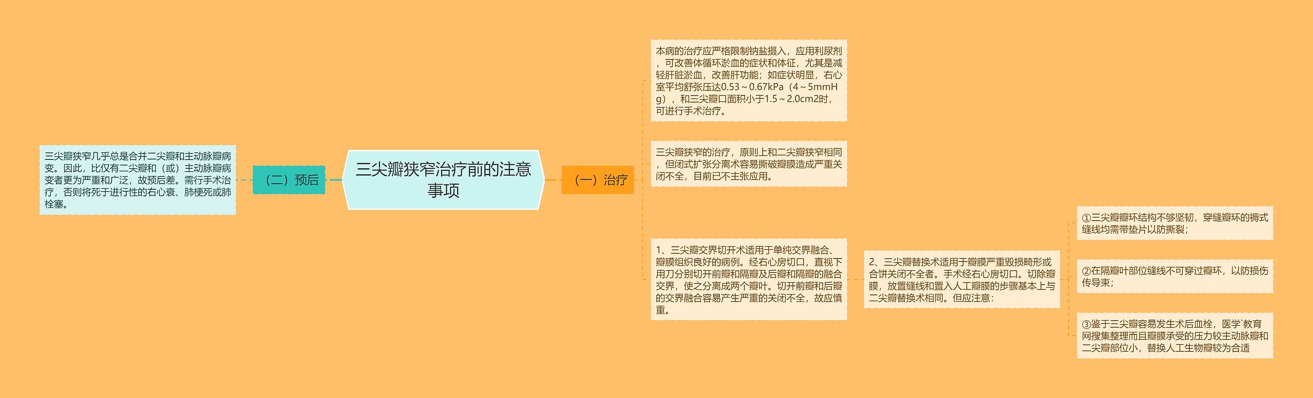 三尖瓣狭窄治疗前的注意事项思维导图