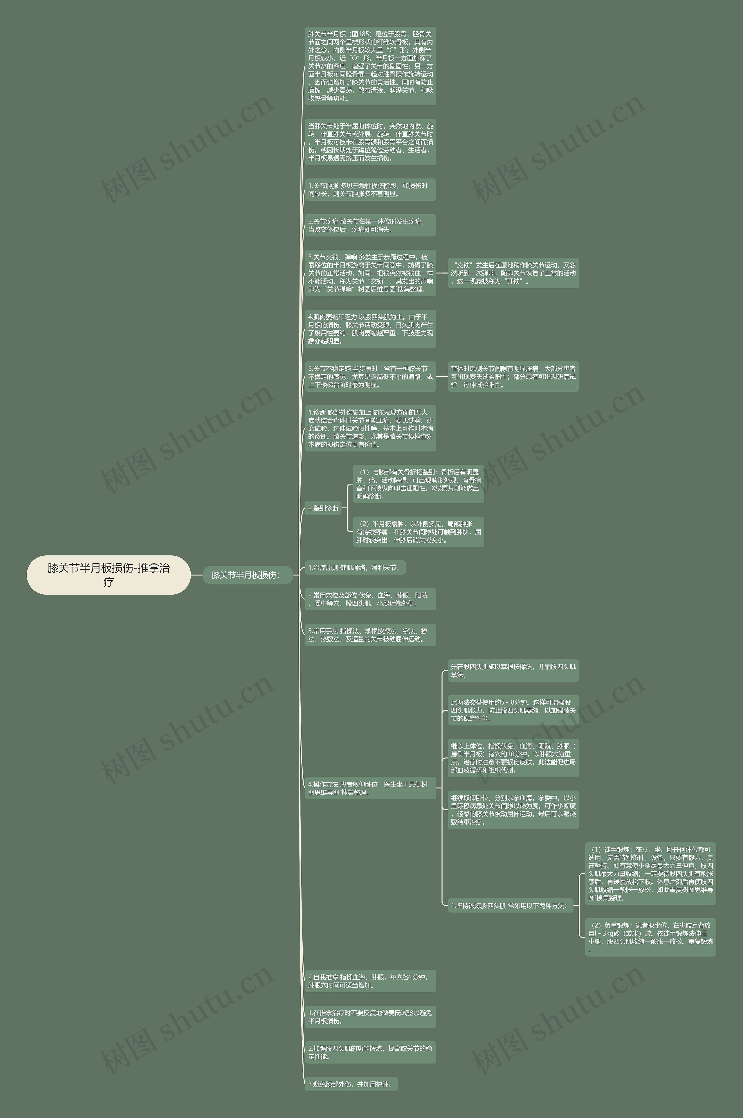 膝关节半月板损伤-推拿治疗思维导图